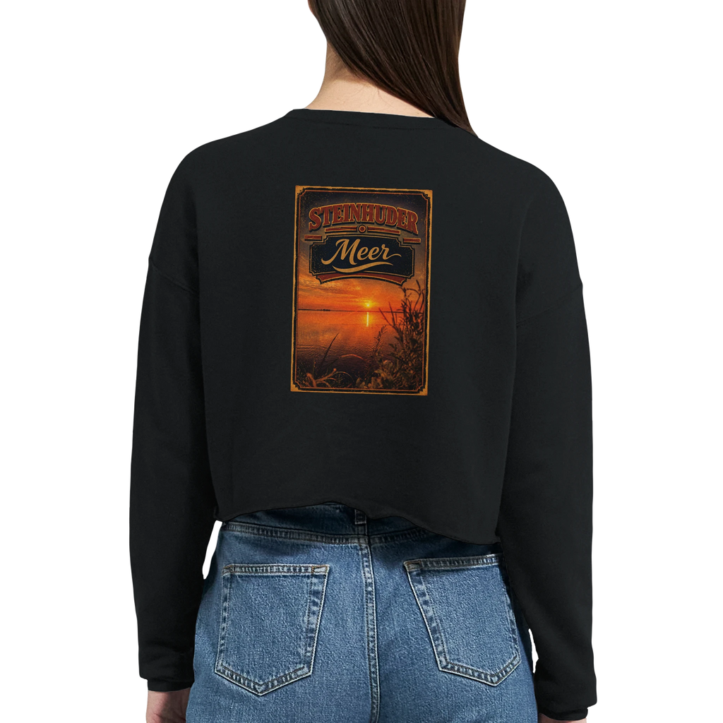 Damen-Pullover in Staubblau mit Motiv „Sunset am Steinhuder Meer“
