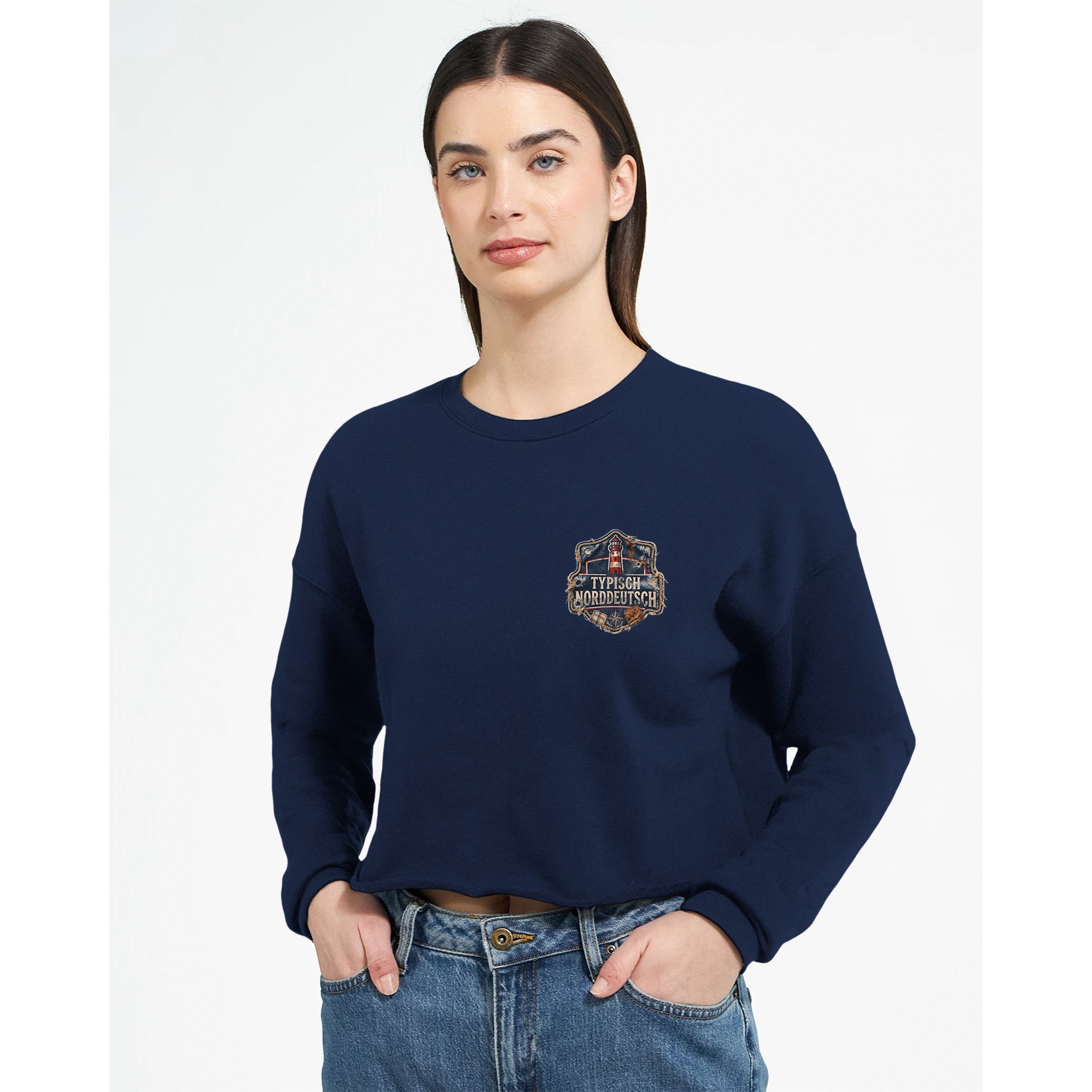 Damen-Pullover in Dunkelgrau meliert mit Motiv „Wat Mutt, Dat Mutt.“