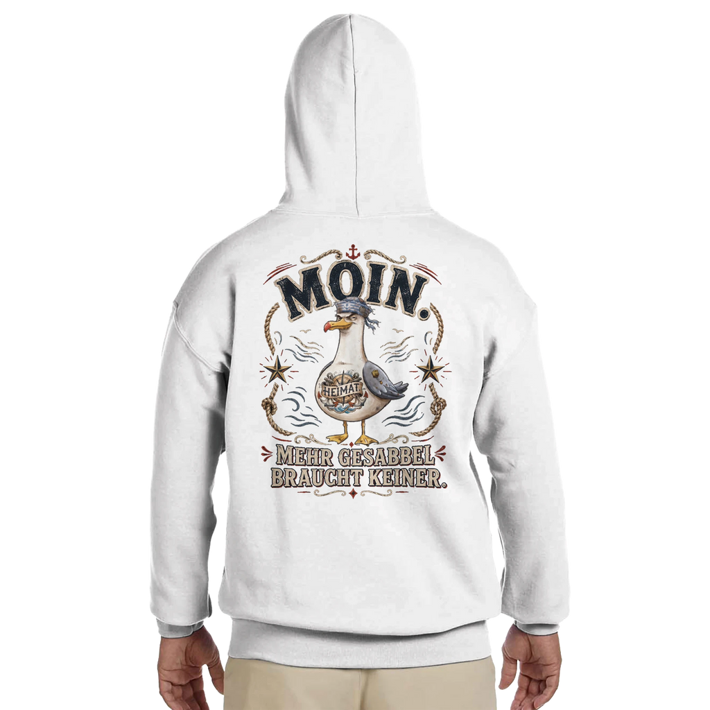 Hoodie in Sand mit Motiv „Mehr Gesabbel braucht keiner“