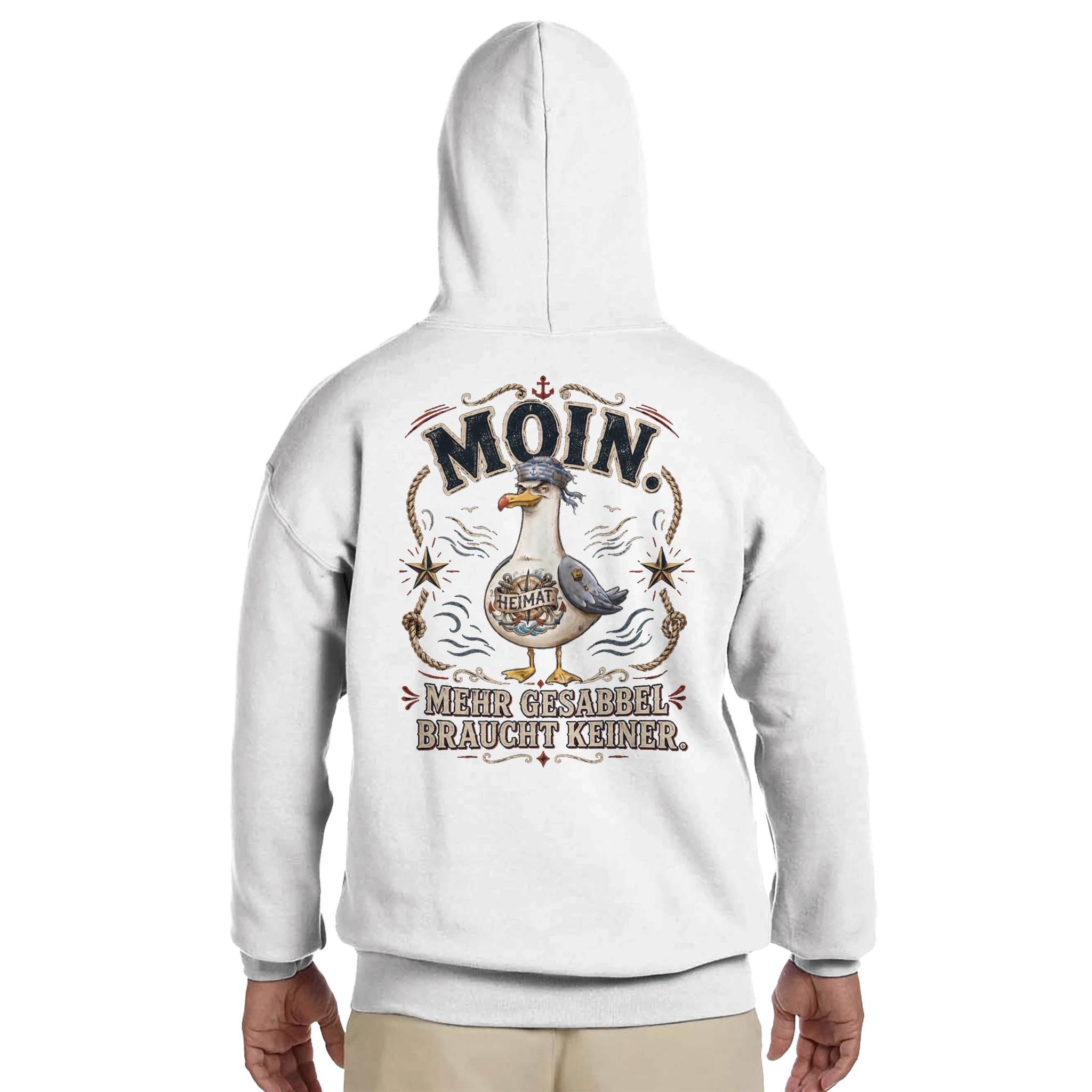 Hoodie in Sand mit Motiv „Mehr Gesabbel braucht keiner“