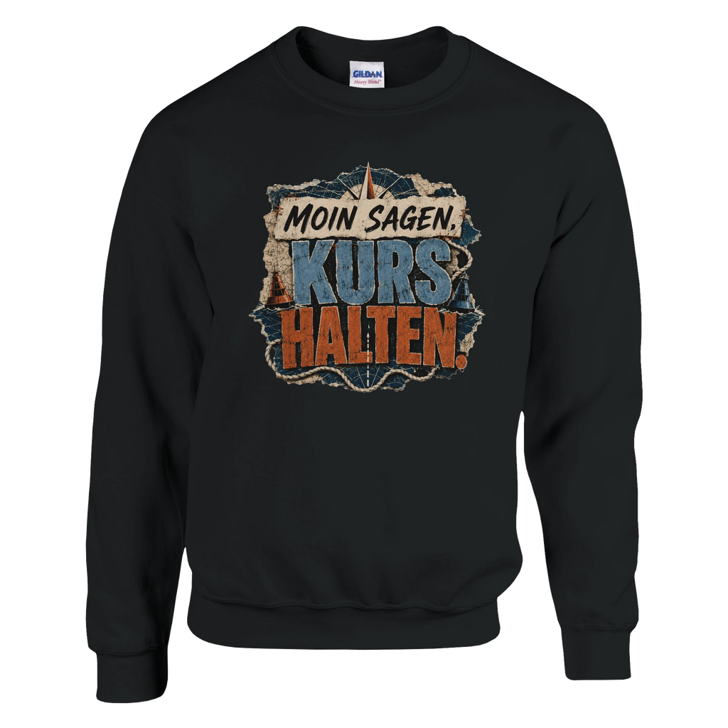 Pullover in Weiß mit Motiv „Moin sagen. Kurs halten.“