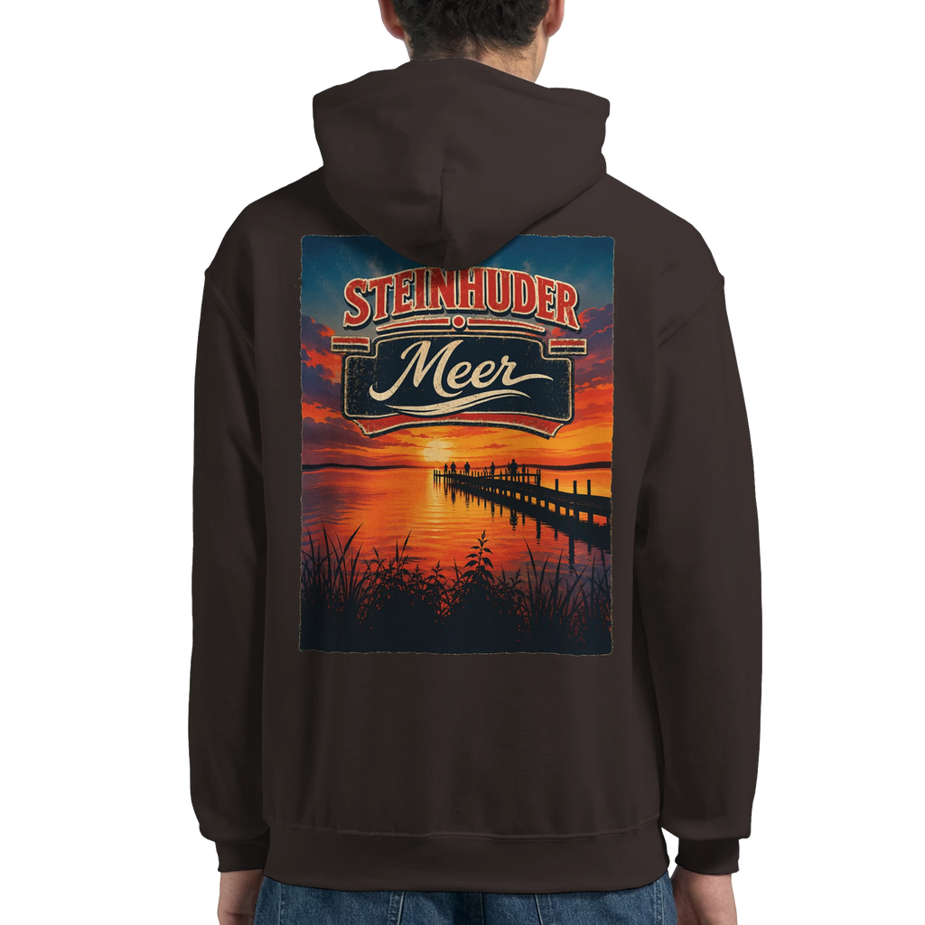 Hoodie in Weiß mit Motiv „Sunset Ratskeller Steg - Steinhuder Meer“
