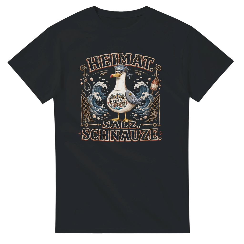 T-Shirt in Natur mit Motiv „Heimat Salz Schnauze Möwe“