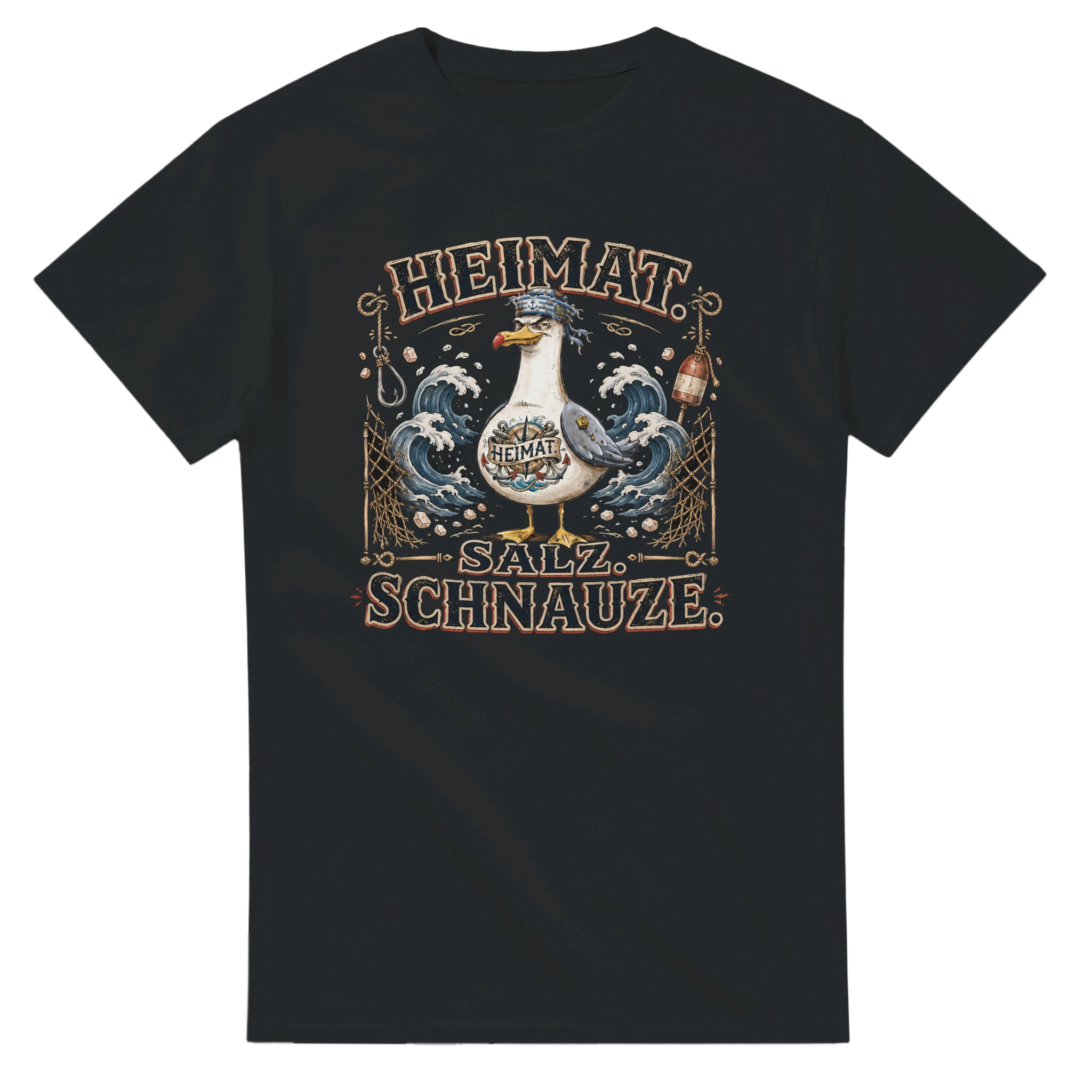 T-Shirt in Natur mit Motiv „Heimat Salz Schnauze Möwe“