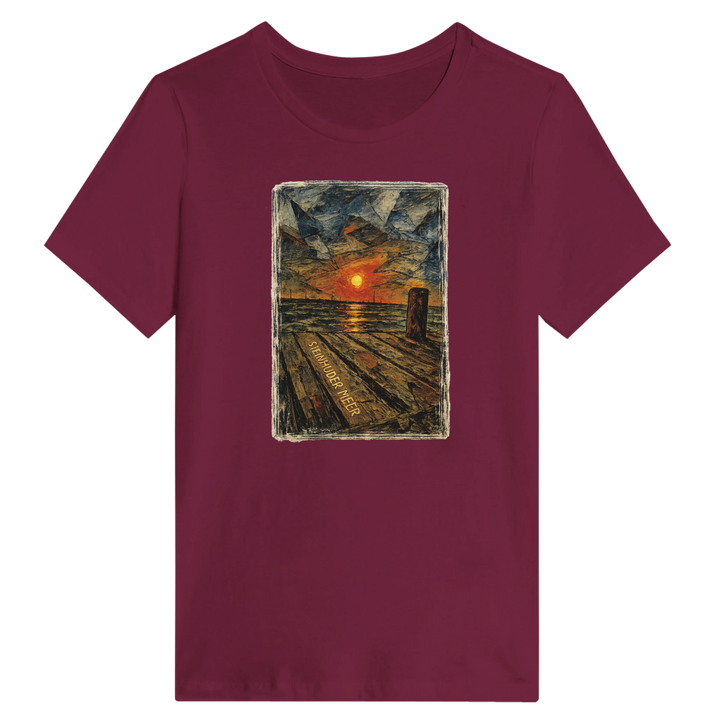 Damen-T-Shirt in Zitronengelb mit Motiv „Steinhuder Meer Kunst“