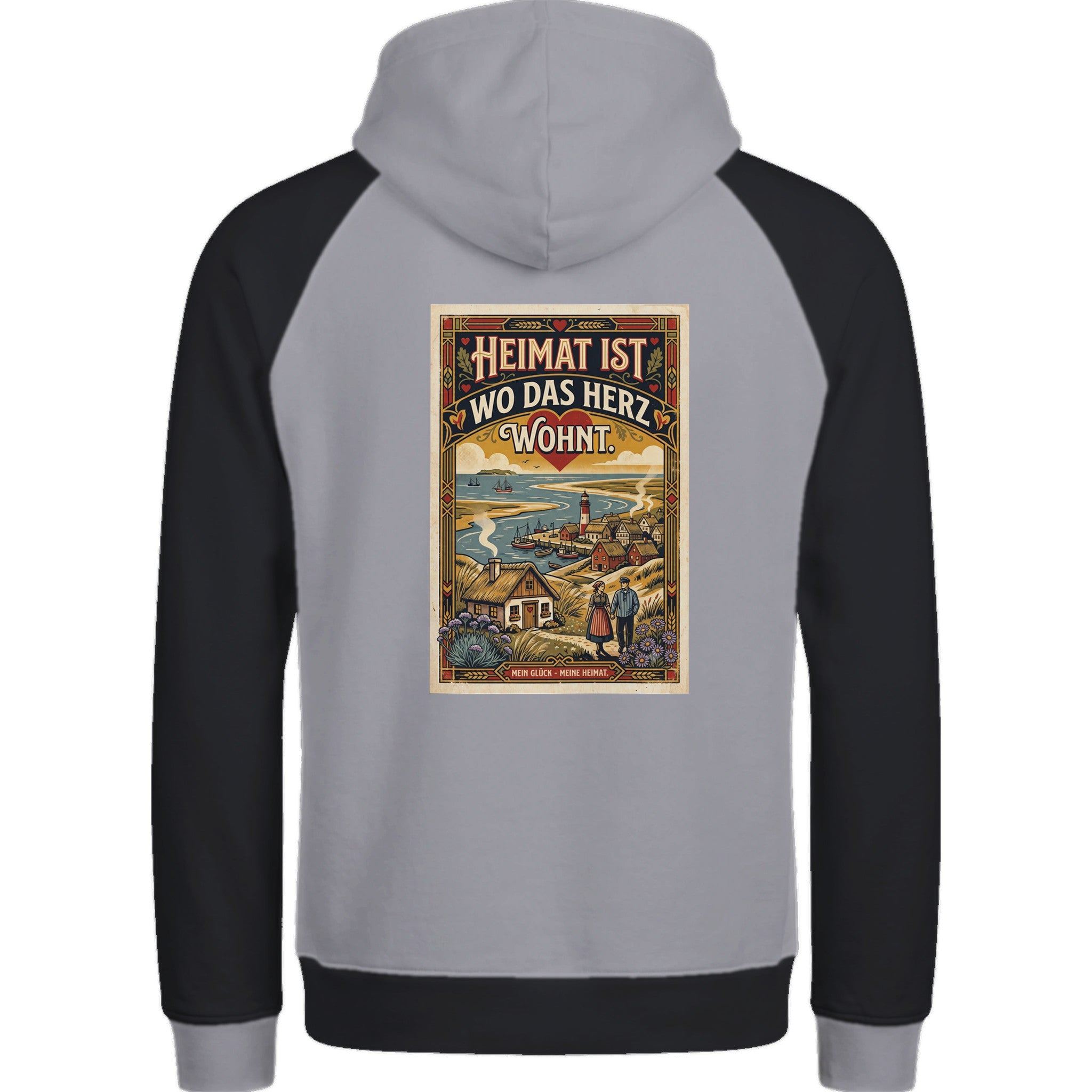 Hoodie in Ton mit Motiv „Heimat ist, wo das Herz wohnt“
