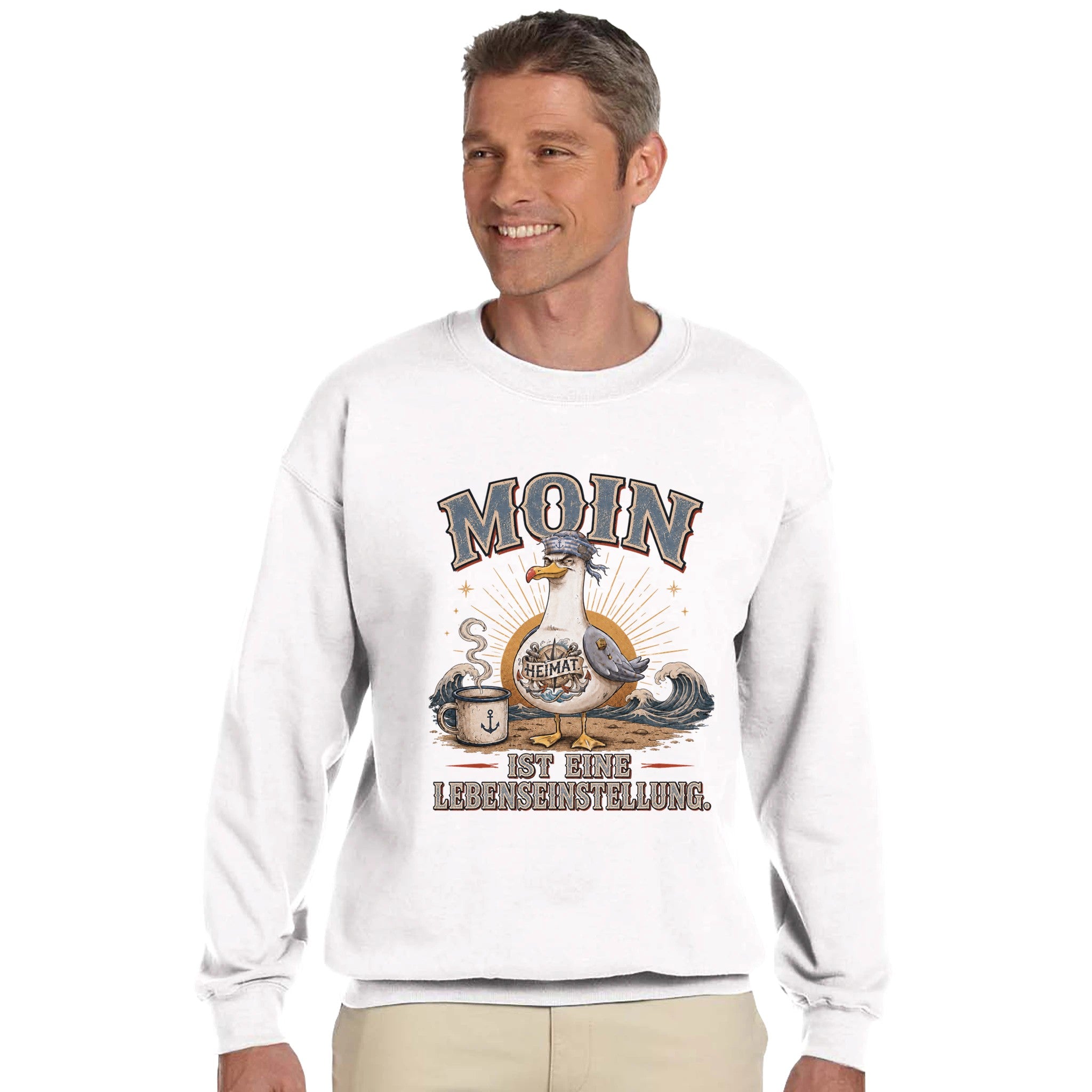 Pullover in Hellrosa mit Motiv „Mehr Gesabbel braucht keiner“