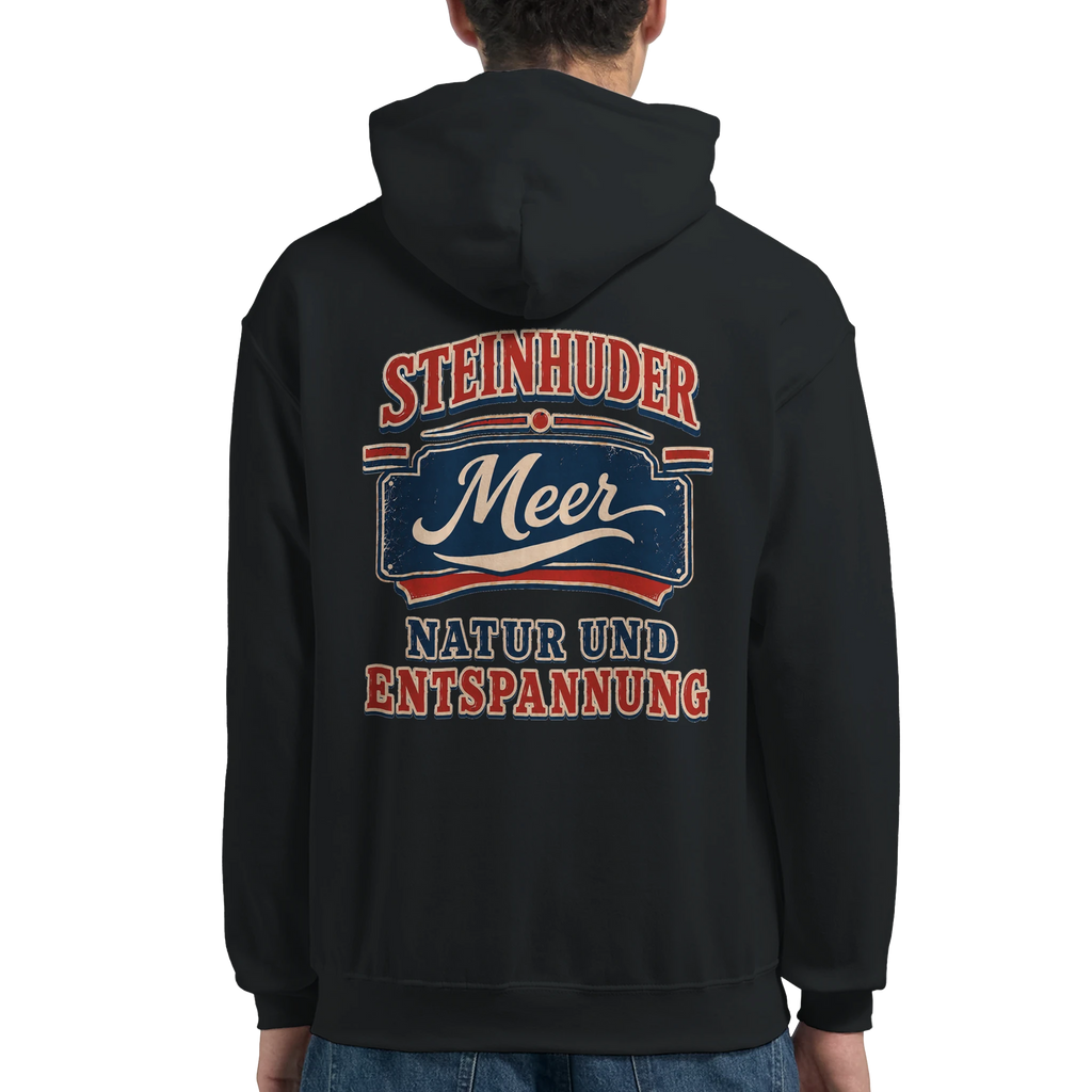 Hoodie in Aschgrau mit Motiv „Natur und Entspannung am Steinhuder Meer“