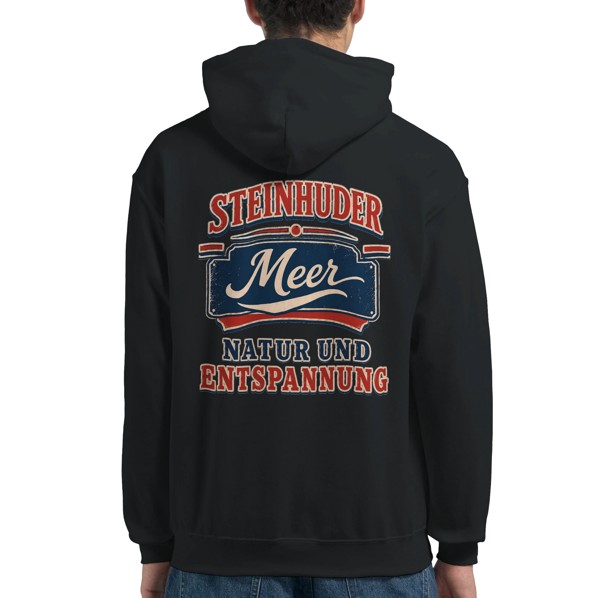 Hoodie in Aschgrau mit Motiv „Natur und Entspannung am Steinhuder Meer“