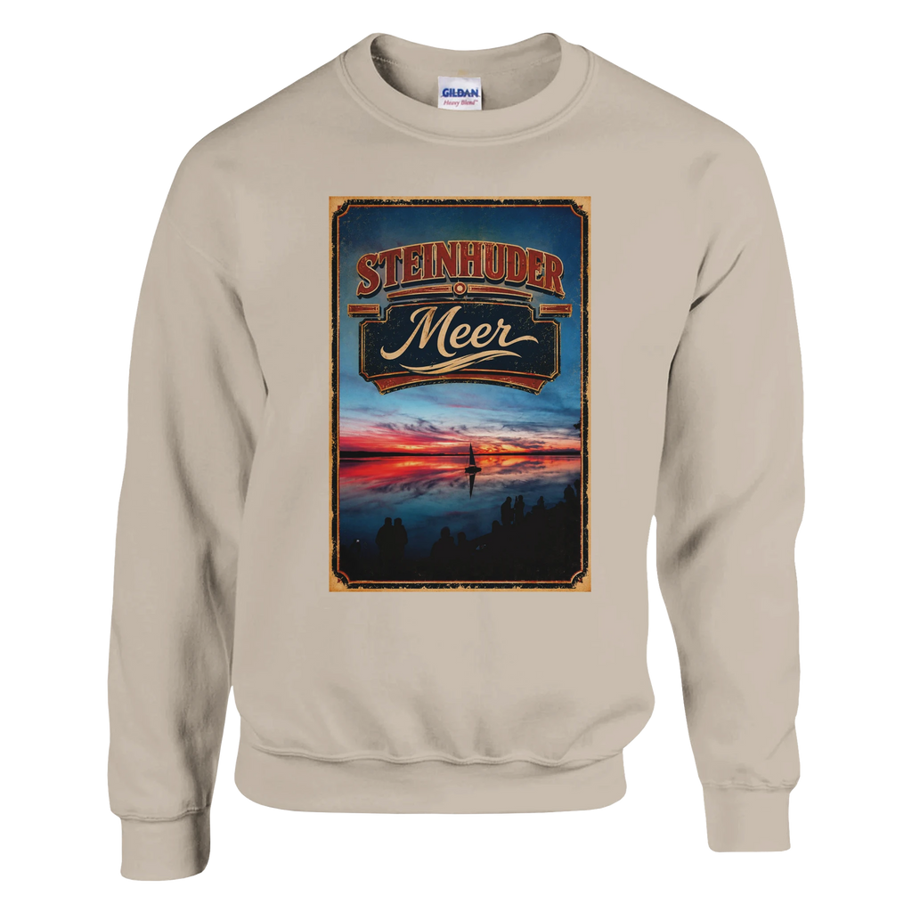 Pullover in Weiß mit Motiv „Sunset und Segler am Wilhelmstein – Steinhuder Meer“