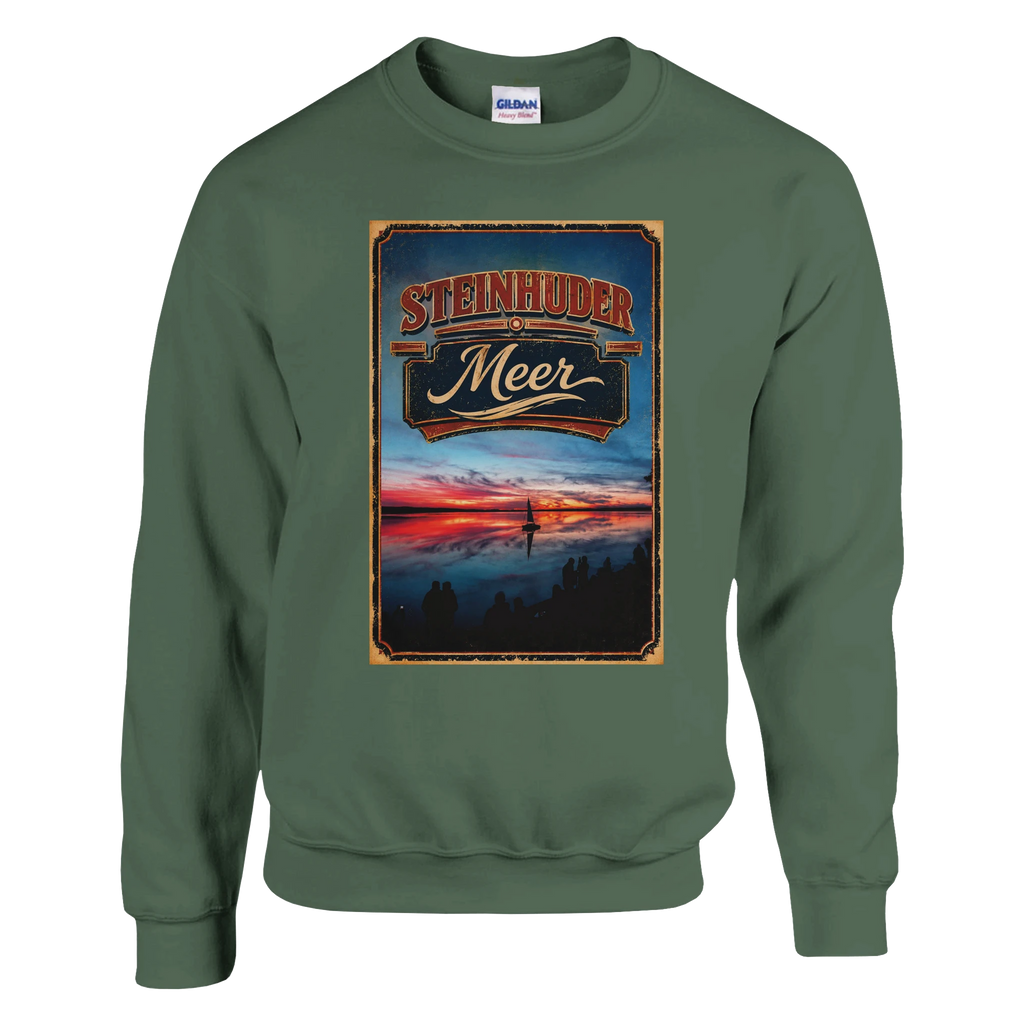 Pullover in Weiß mit Motiv „Sunset und Segler am Wilhelmstein – Steinhuder Meer“