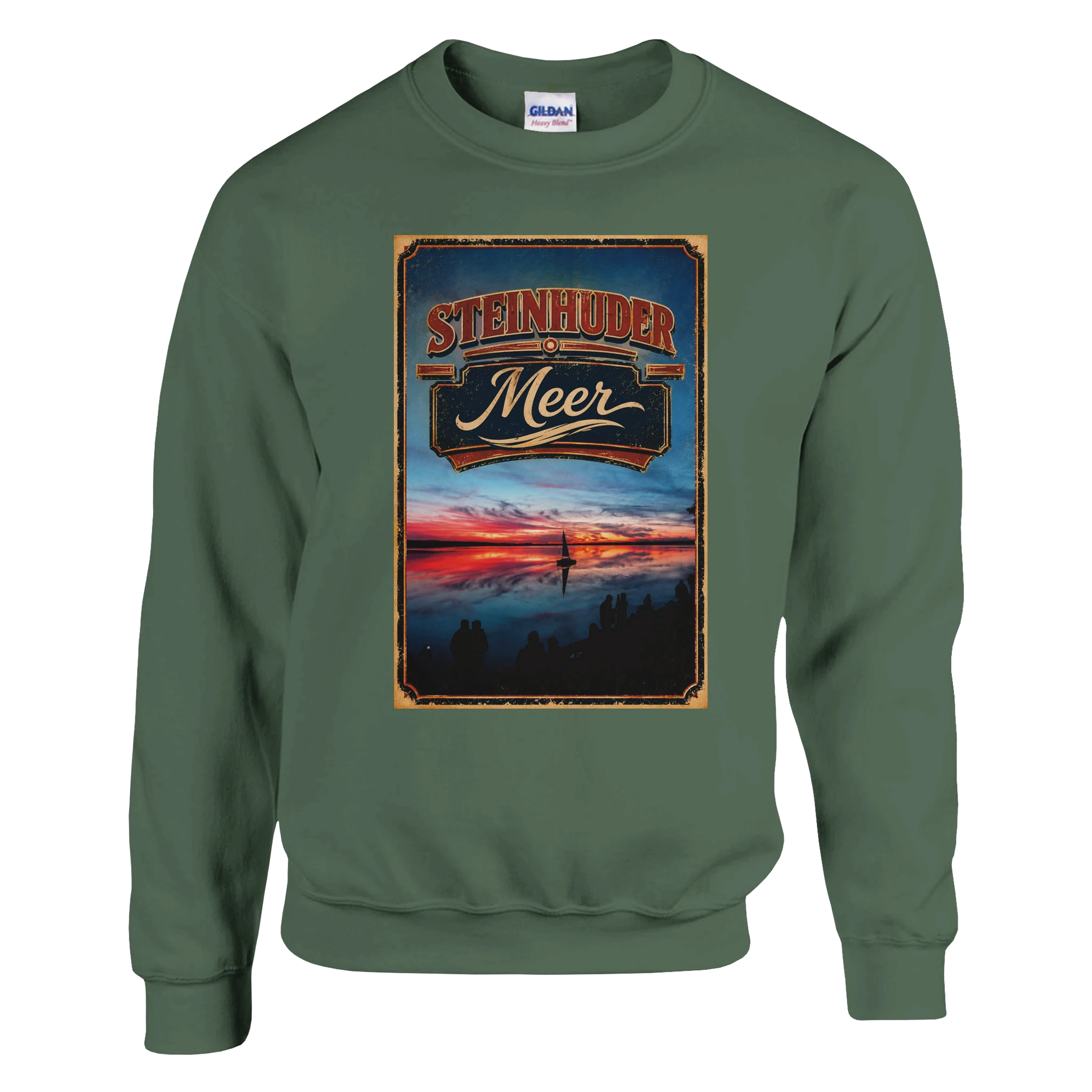 Pullover in Weiß mit Motiv „Sunset und Segler am Wilhelmstein – Steinhuder Meer“