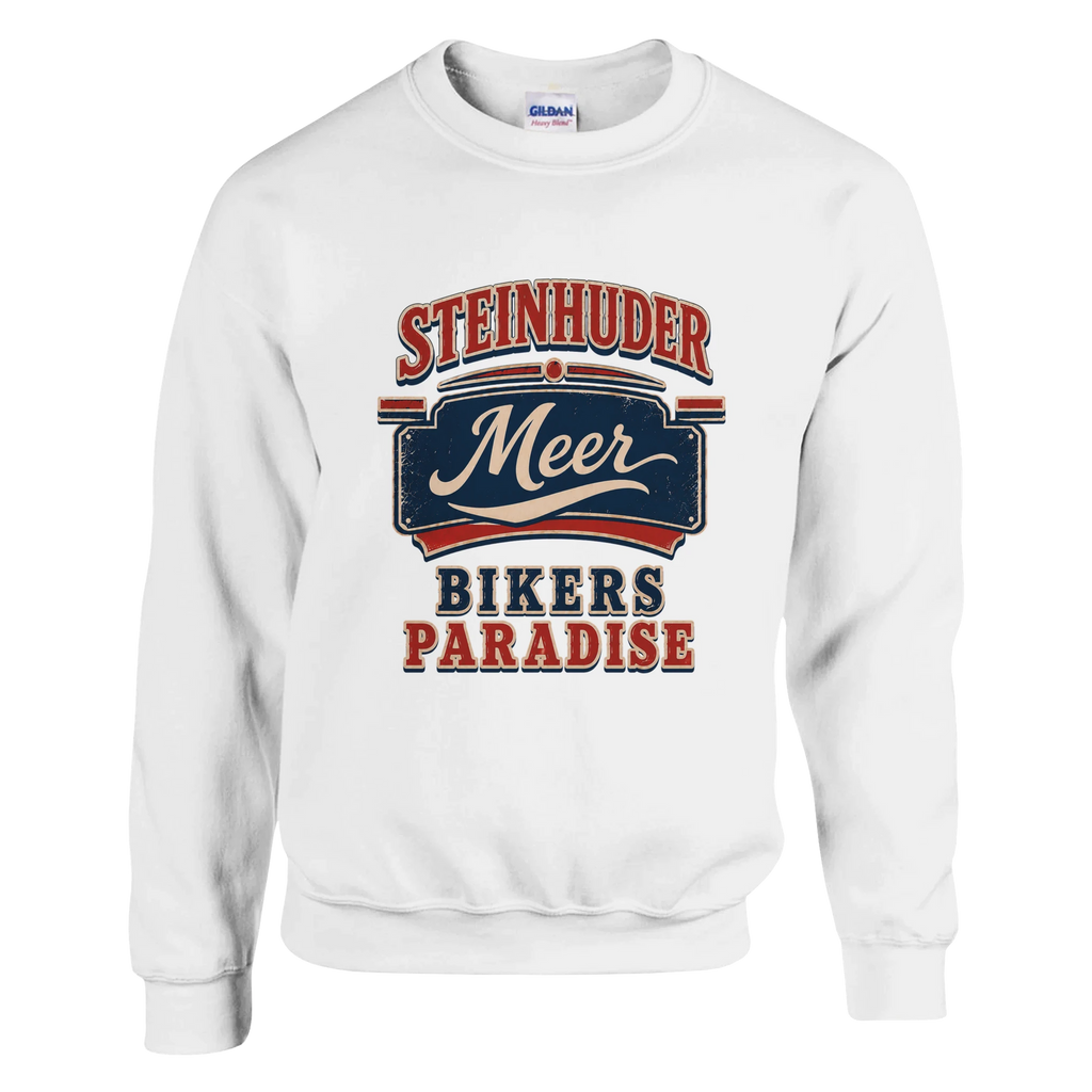 Pullover in Weiß mit Motiv „Bikers Paradise“