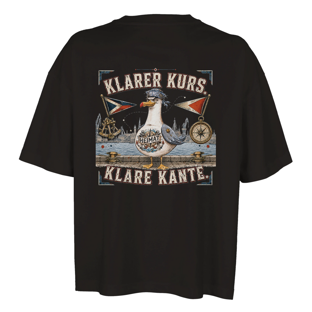 Damen-T-Shirt in Hellgelb mit Motiv „Klarer Kurs. Klare Kante. Möwe“