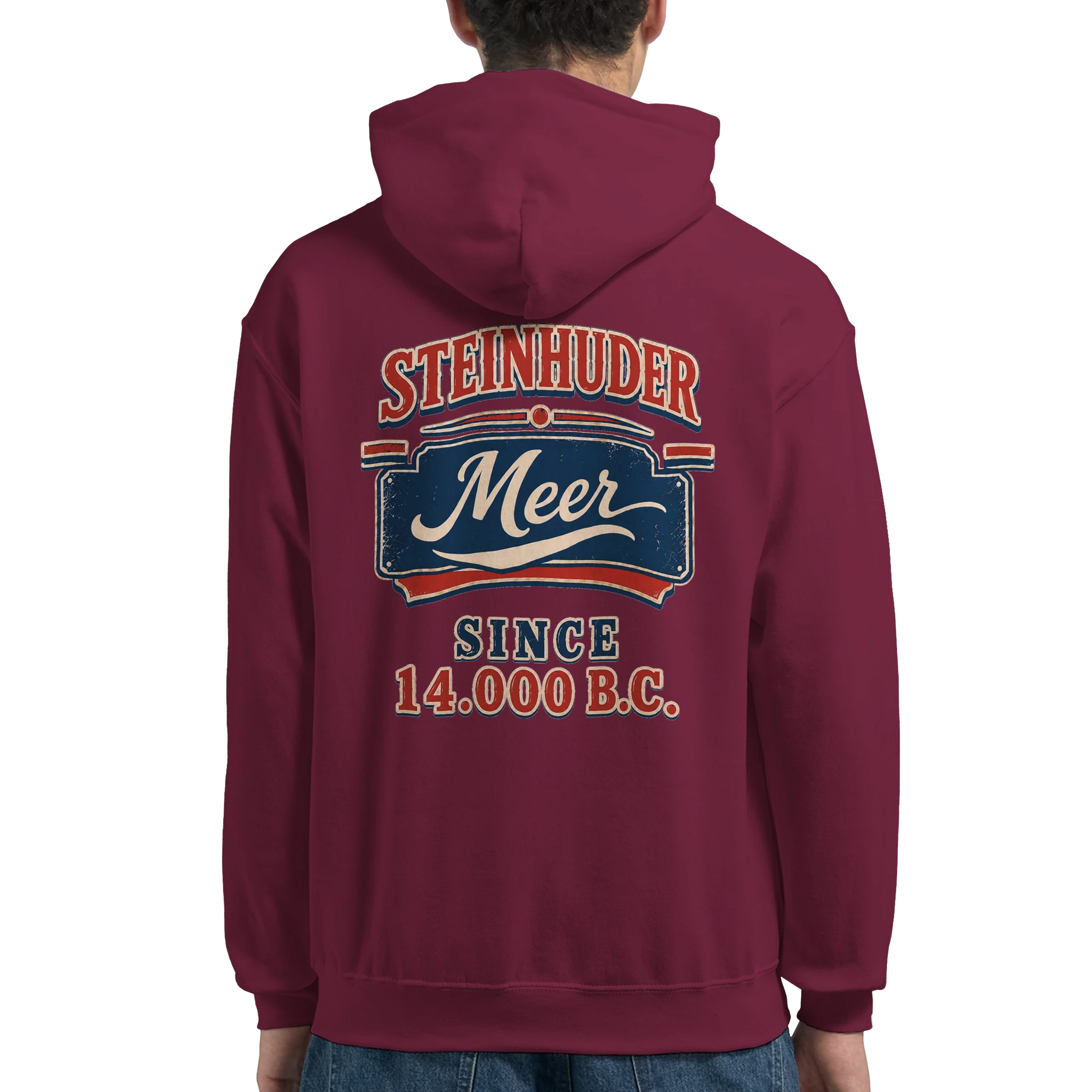 Hoodie in Weiß mit Motiv „Since 14.000 B.C.“
