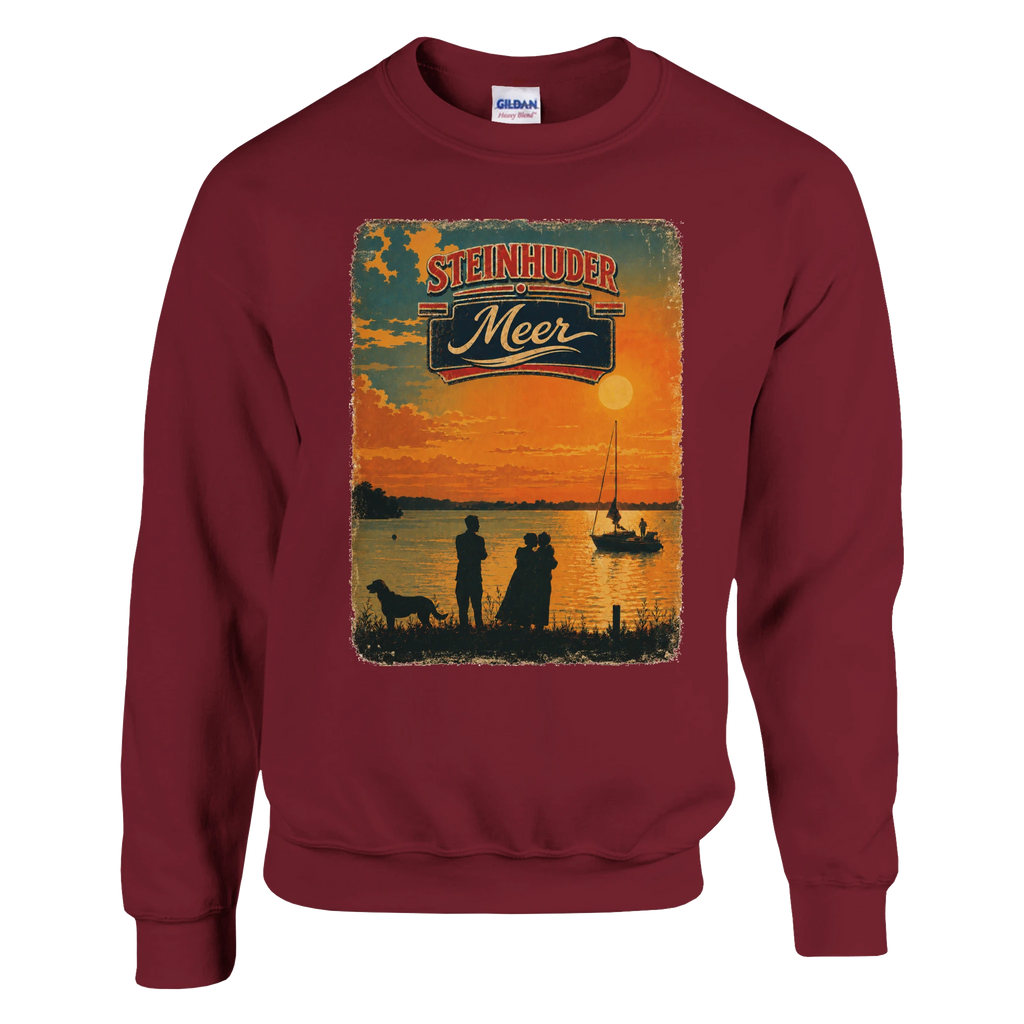 Pullover in Aschgrau mit Motiv „Familie beim Sunset“