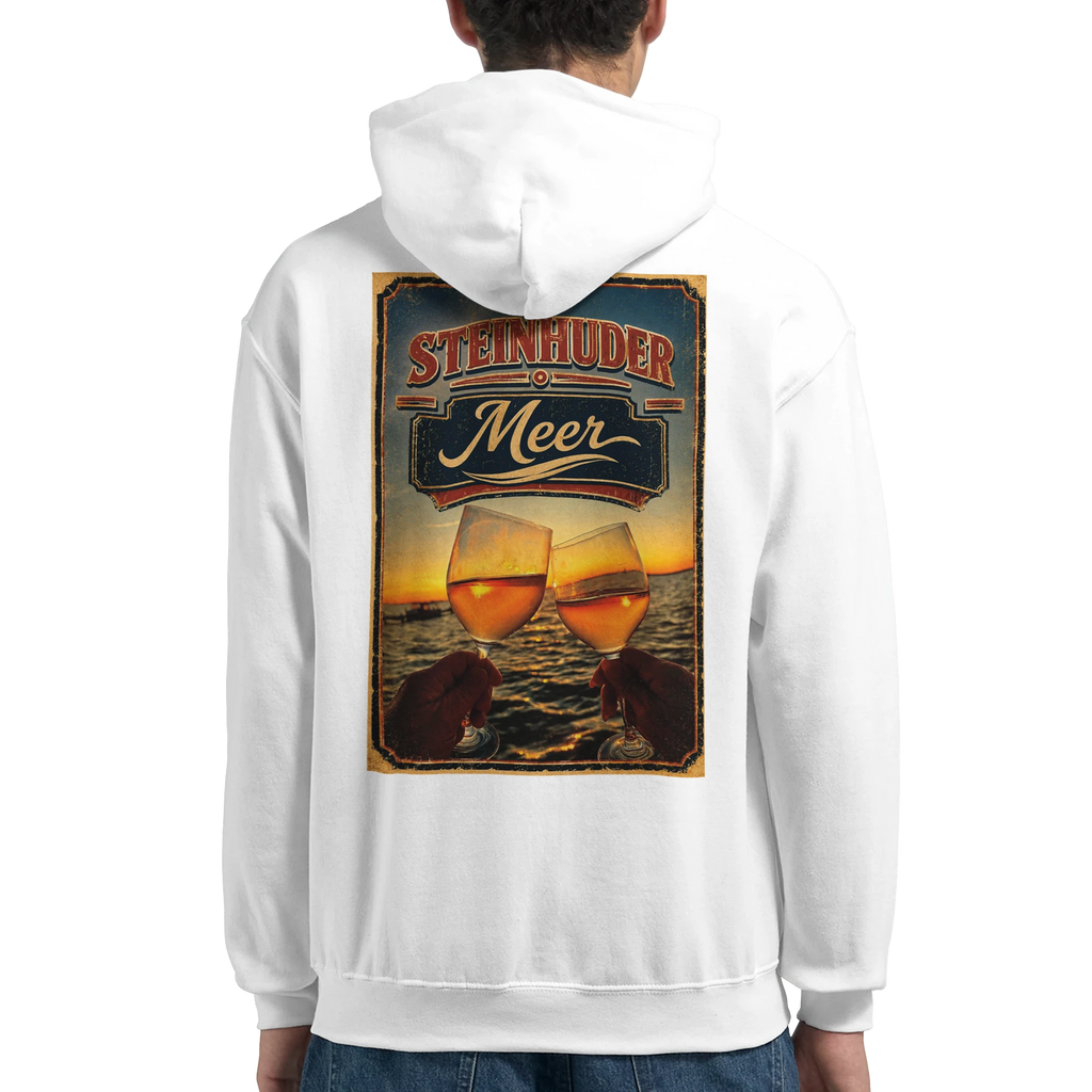 Hoodie in Aschgrau mit Motiv „Stößchen bei Sunset“