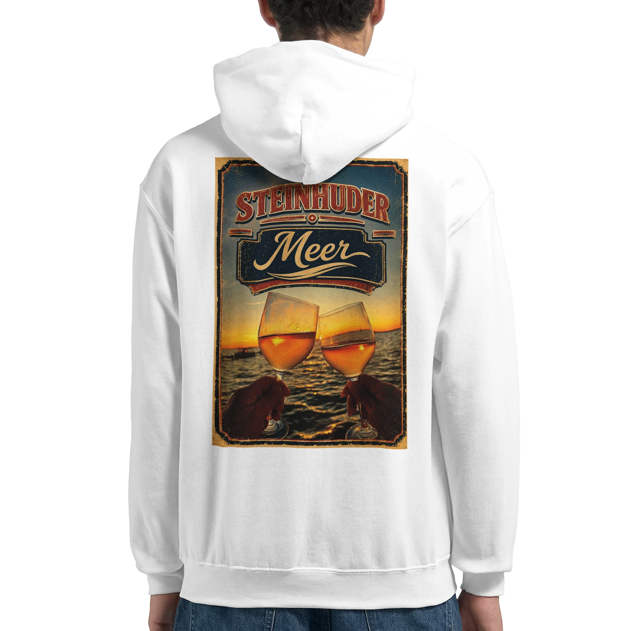 Hoodie in Aschgrau mit Motiv „Stößchen bei Sunset“