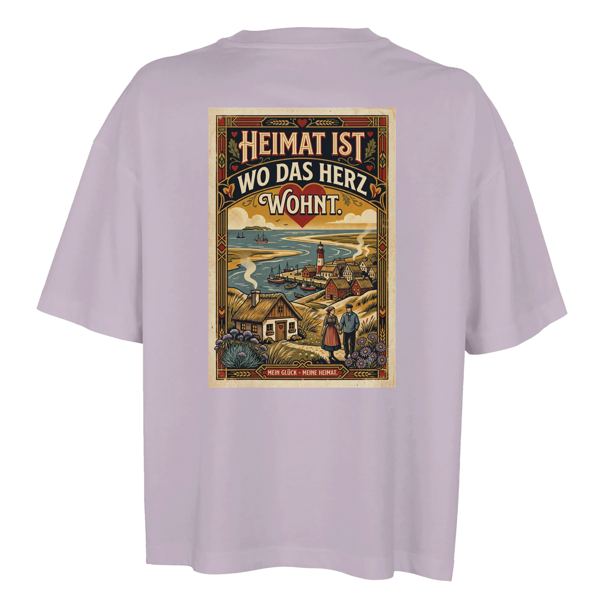 Damen-T-Shirt in Weiß mit Motiv „Heimat ist, wo das Herz wohnt“
