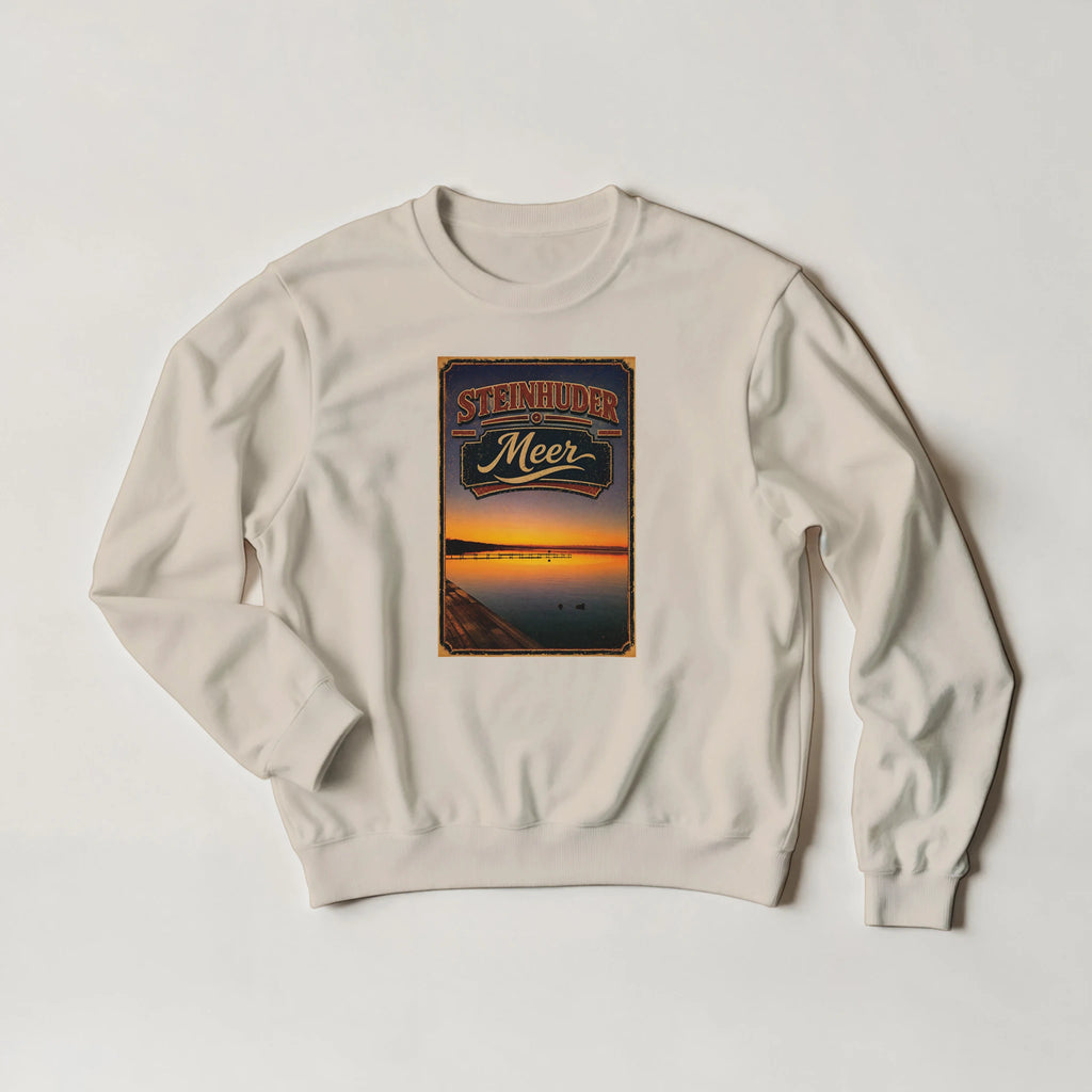 Pullover in Aschgrau mit Motiv „Steg an der Planke“