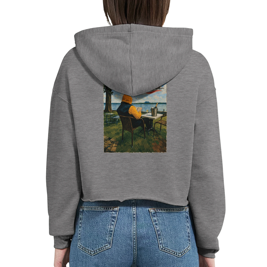 Damen-Hoodie in Pfirsich mit Motiv „Relax und Champagner“
