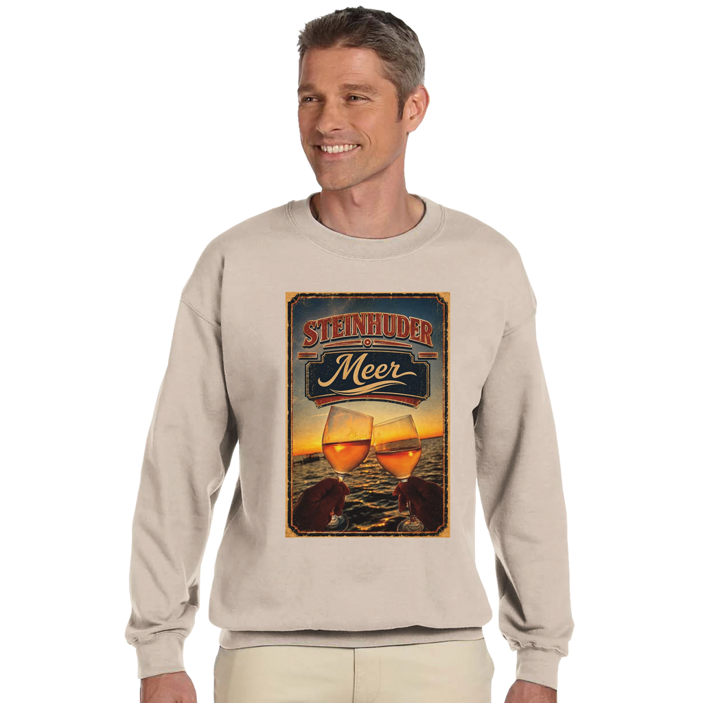 Pullover in Aschgrau mit Motiv „Stößchen bei Sunset“