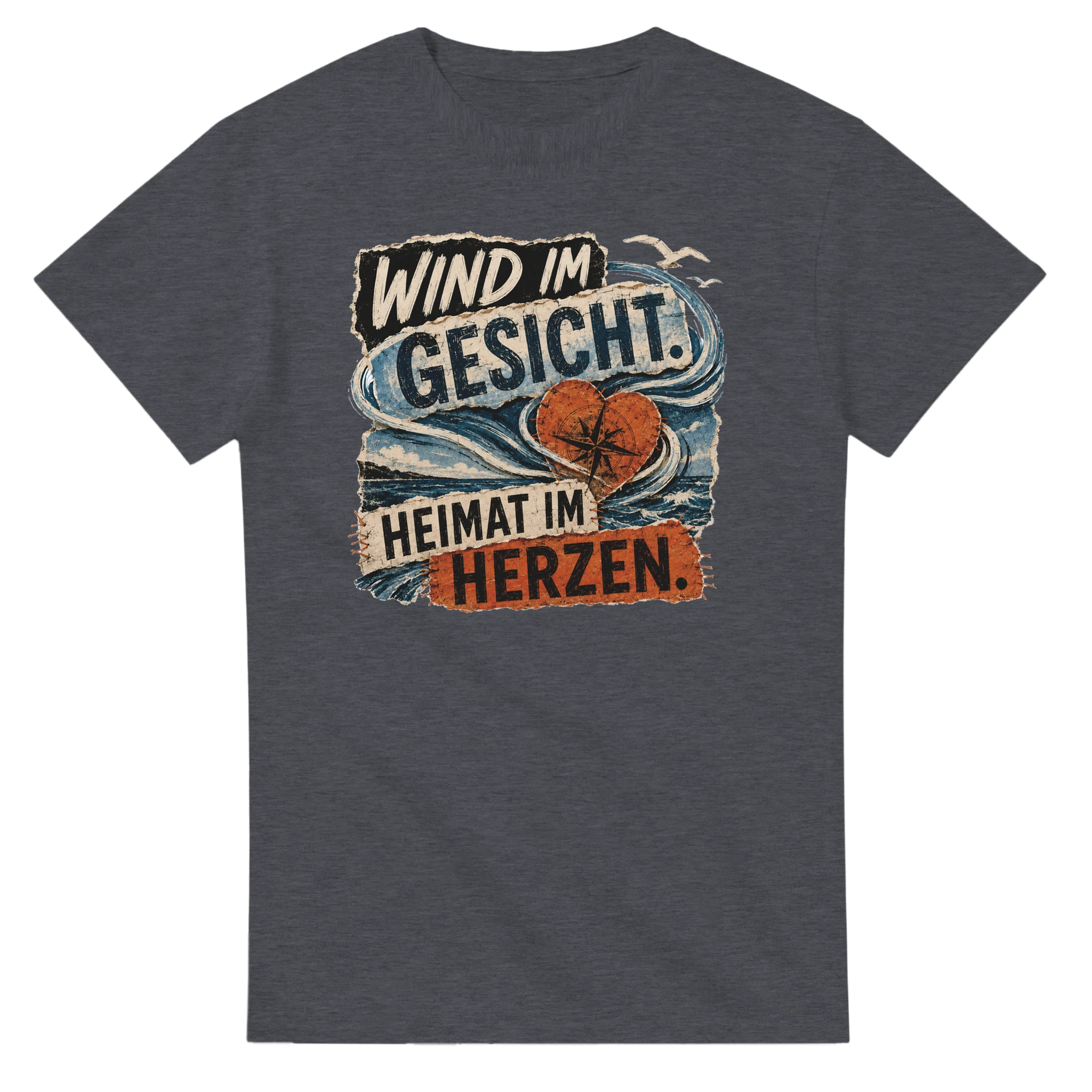 T-Shirt in Natur mit Motiv „Wind im Gesicht. Heimat im Herzen.“