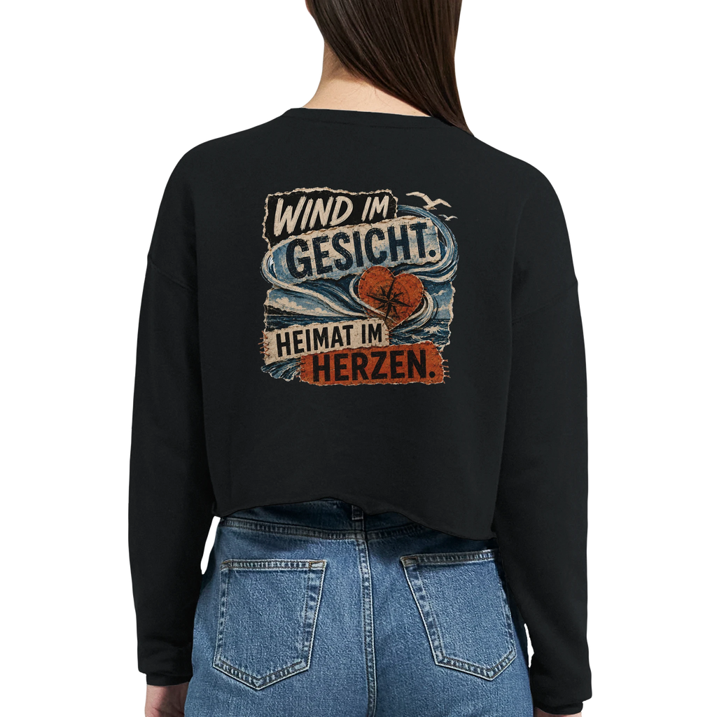 Damen-Pullover in Mauve mit Motiv „Wind im Gesicht. Heimat im Herzen.“