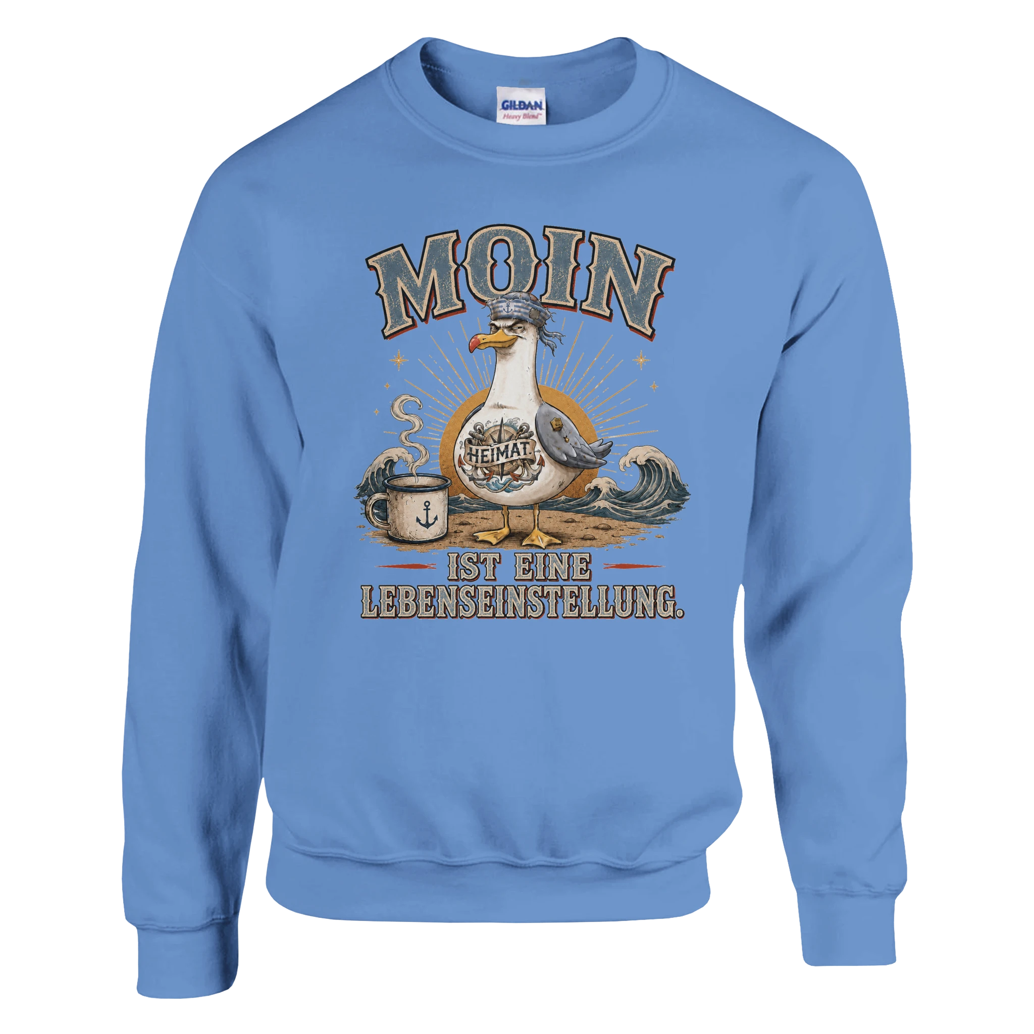 Pullover in Weiß mit Motiv „Moin ist eine Lebenseinstellung Möwe“