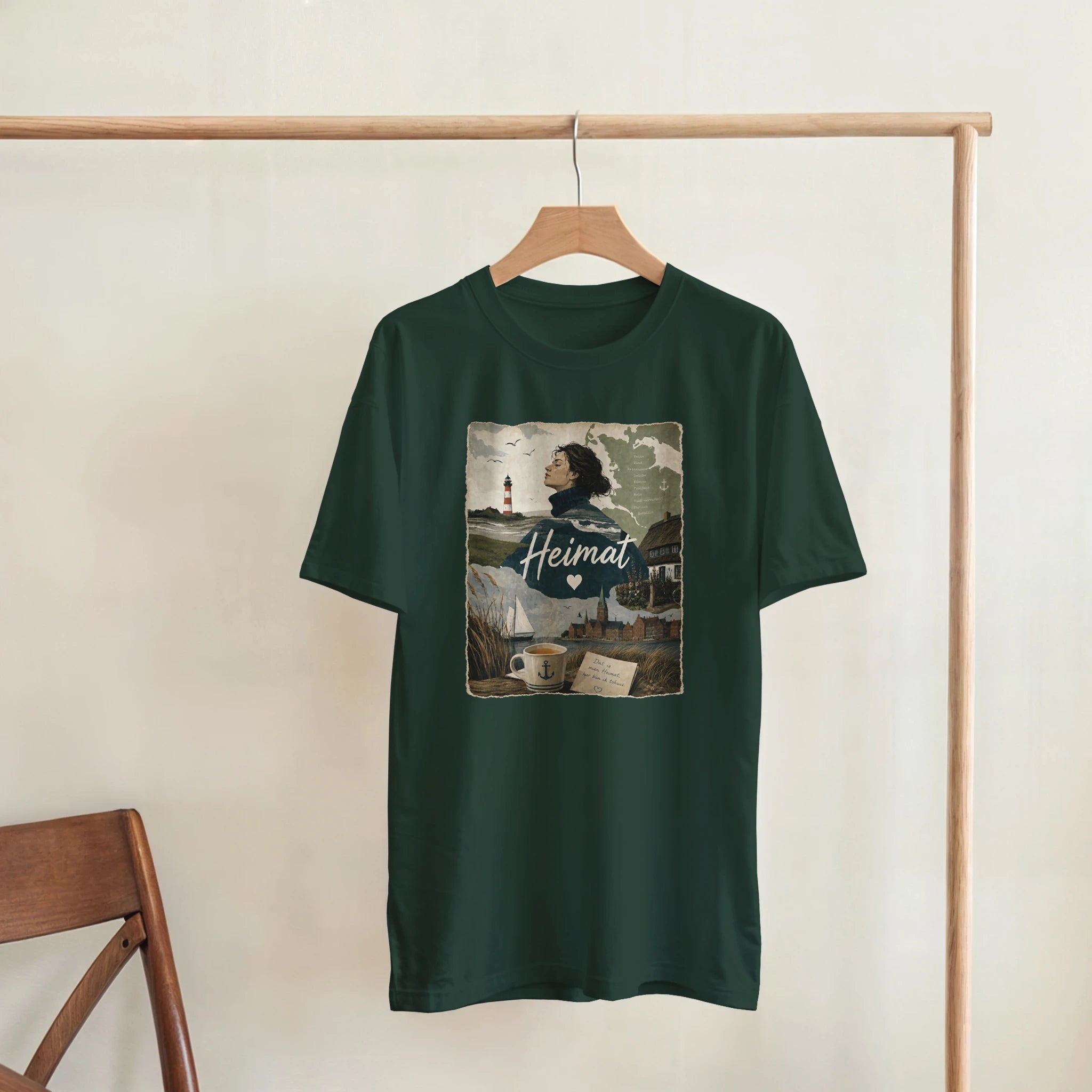 T-Shirt in Sand mit Motiv „Heimat mit Herz“