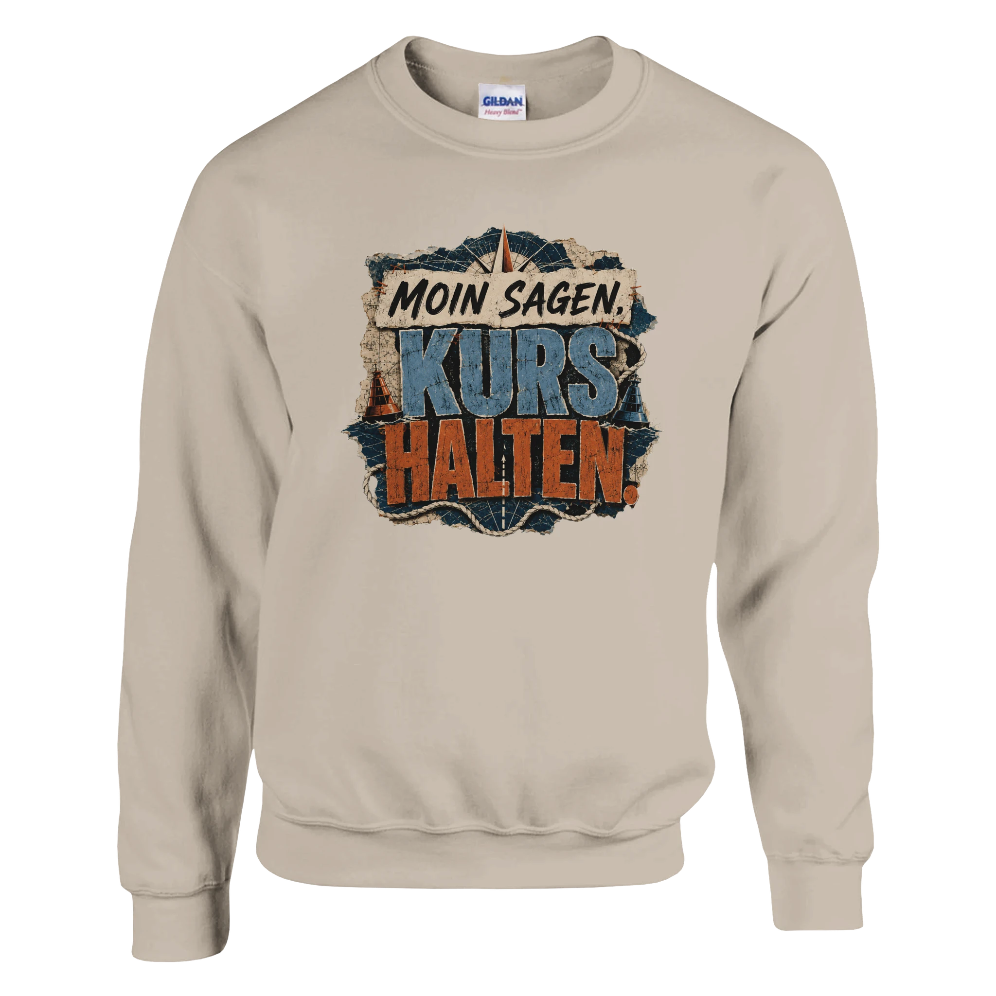 Pullover in Hellrosa mit Motiv „Moin sagen. Kurs halten.“