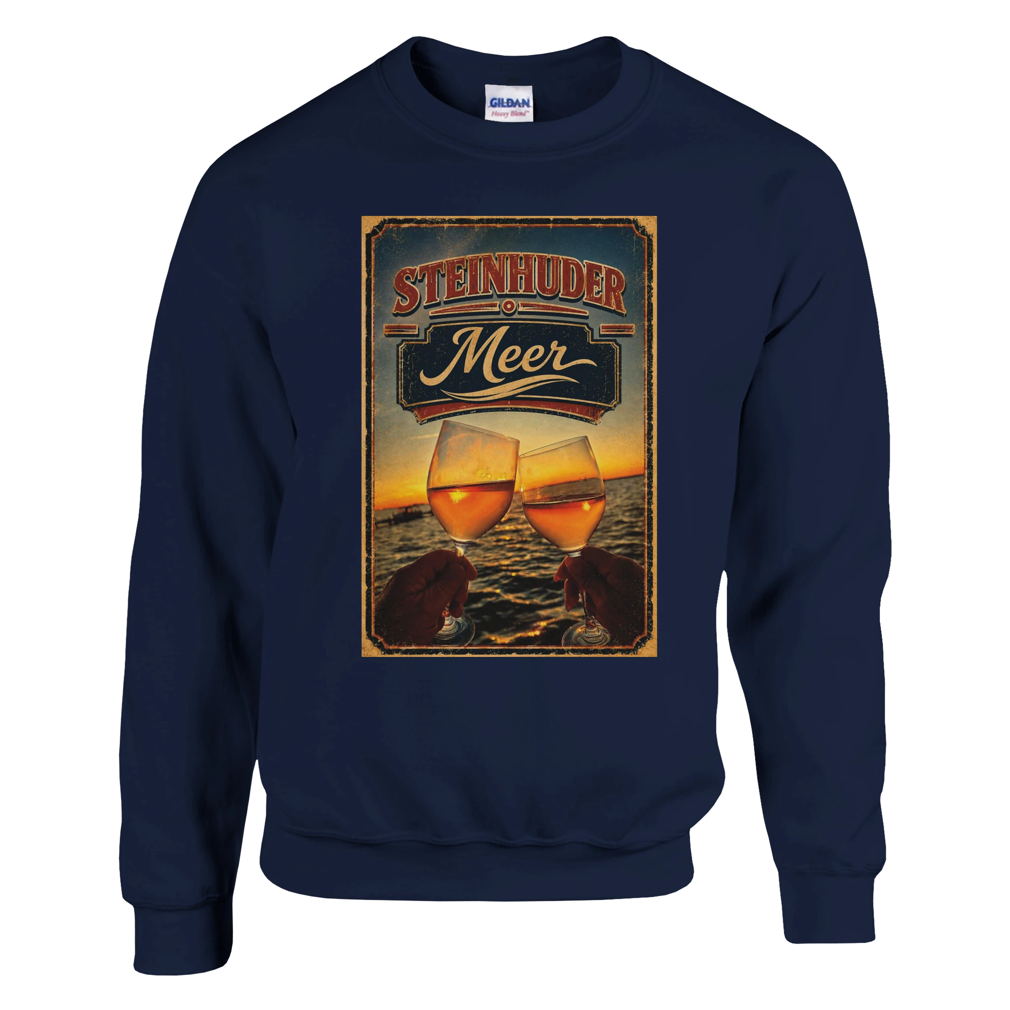 Pullover in Weiß mit Motiv „Stößchen bei Sunset“