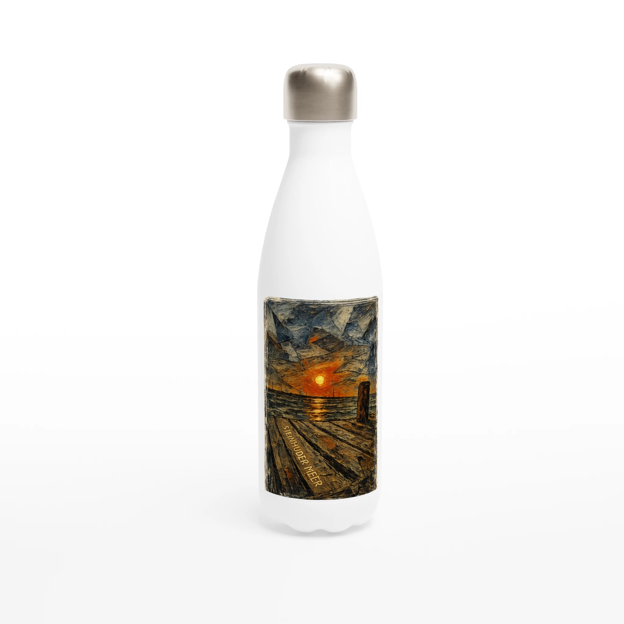 Weiße Edelstahl-Wasserflasche, 17 oz