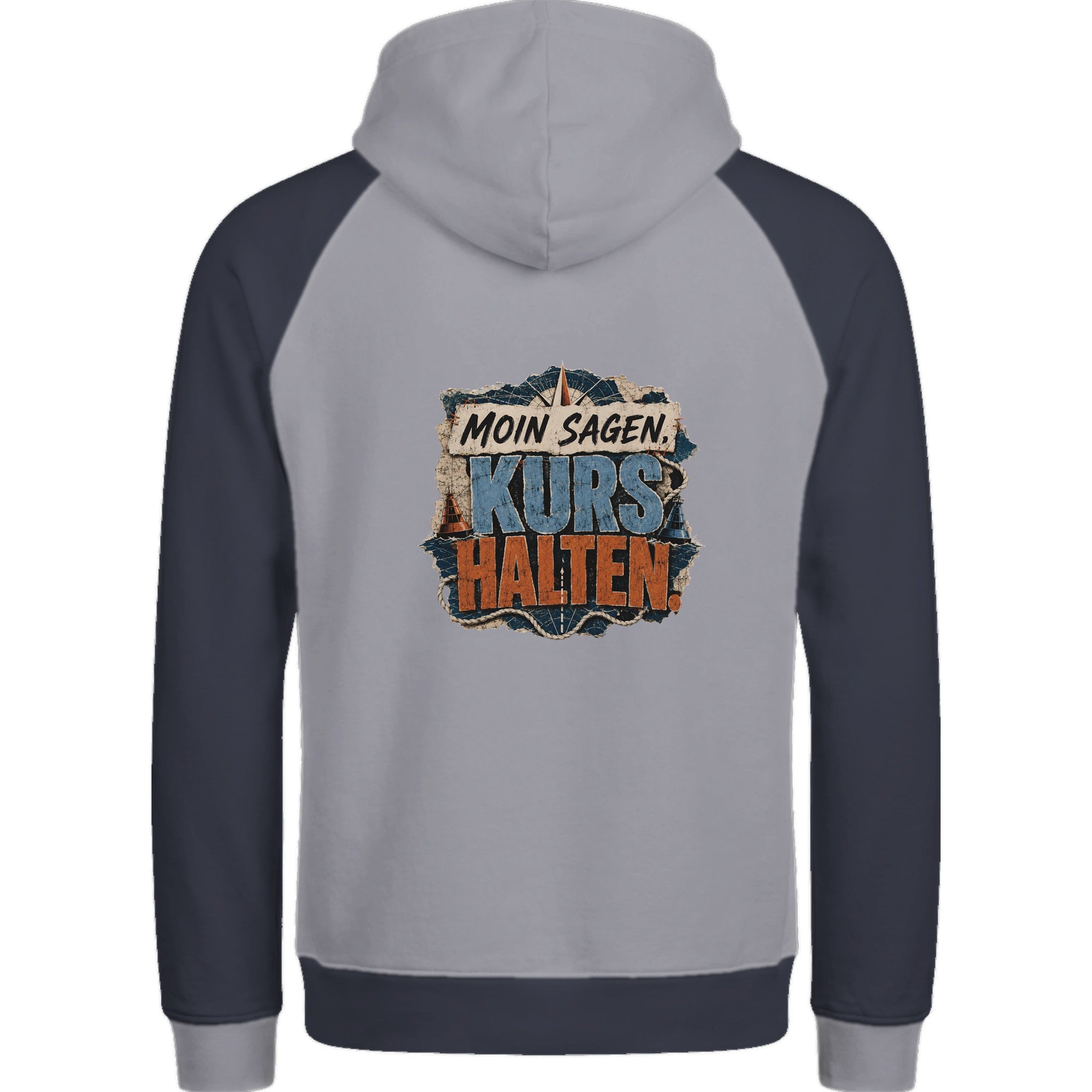 Hoodie in Ton mit Motiv „Moin sagen. Kurs halten.“