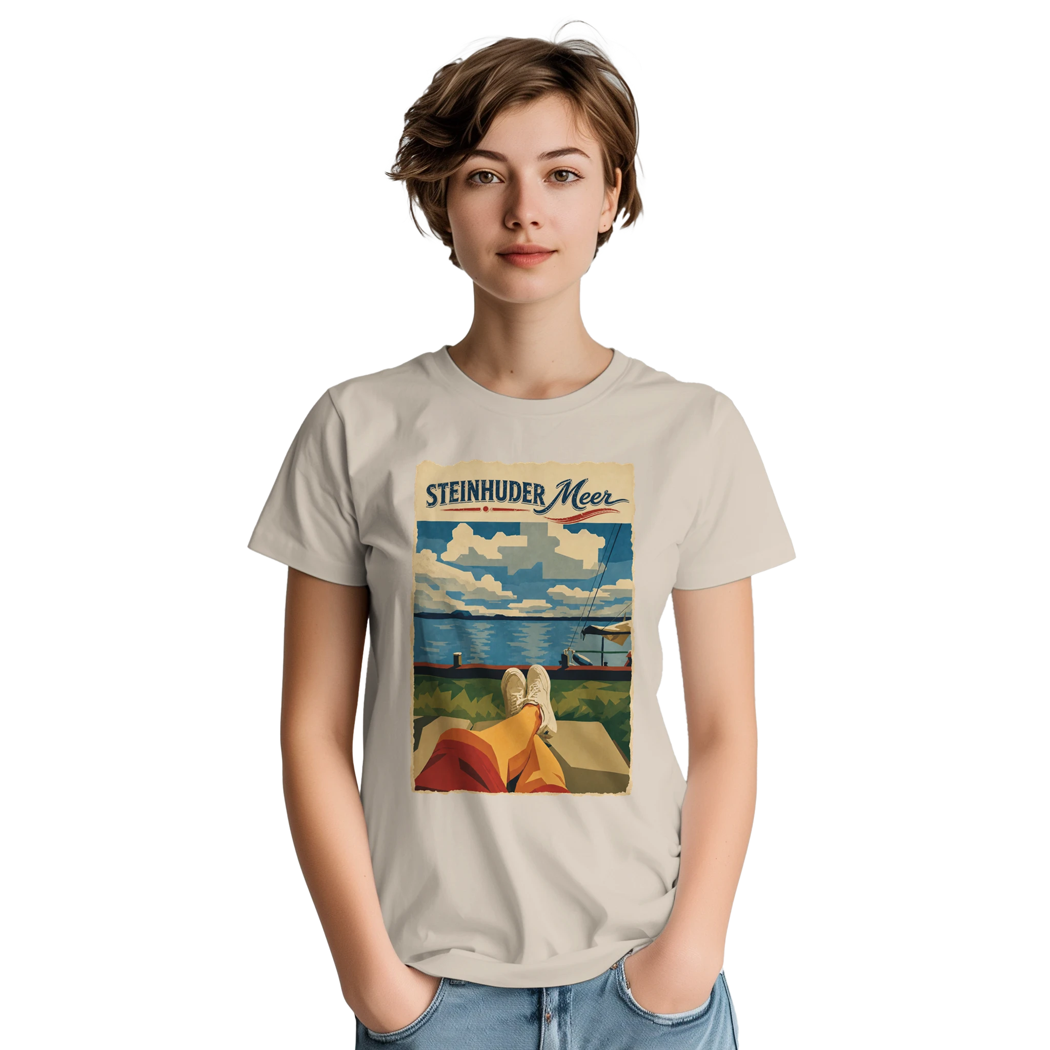 T-Shirt in Sand mit Motiv „Chillout“