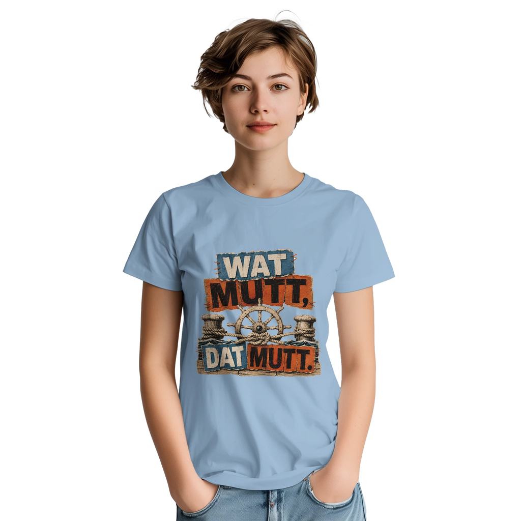 T-Shirt in Natur mit Motiv „Wat Mutt, Dat Mutt.“