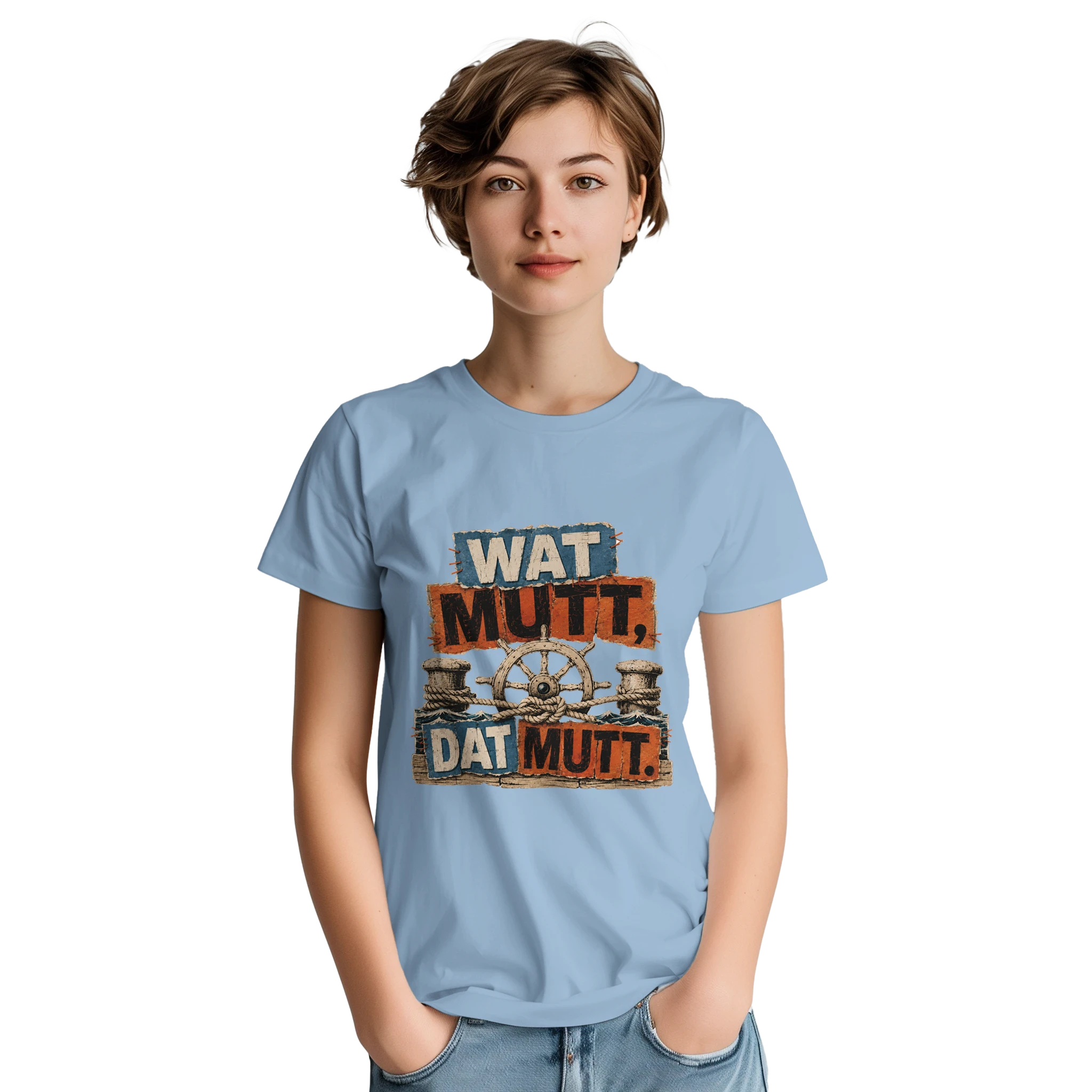 T-Shirt in Natur mit Motiv „Wat Mutt, Dat Mutt.“