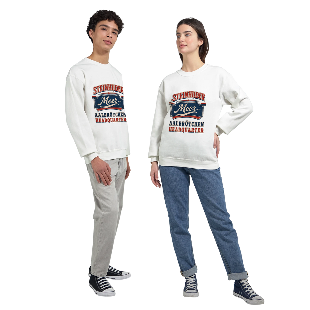 Pullover in Sand mit Motiv „Aalbrötchen“