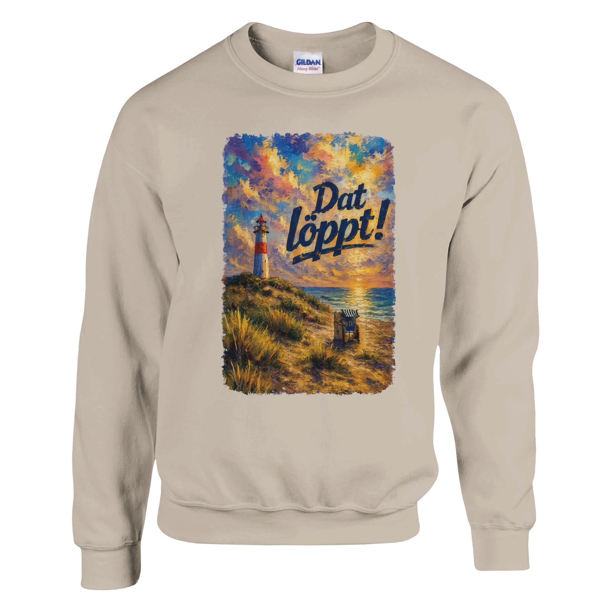 Pullover in Weiß mit Motiv „Dat Löppt! Typisch Norddeutsch“