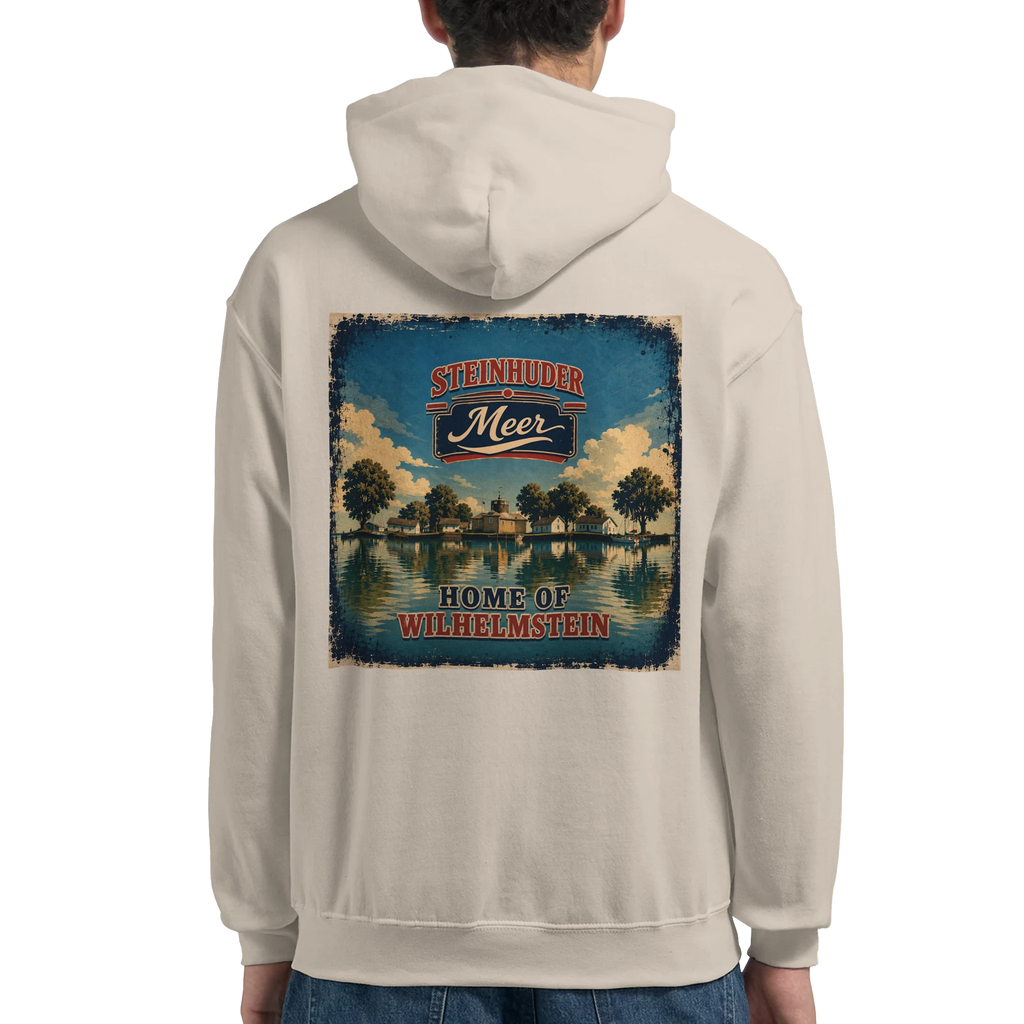 Hoodie in Weiß mit Motiv „Insel Wilhelmstein“