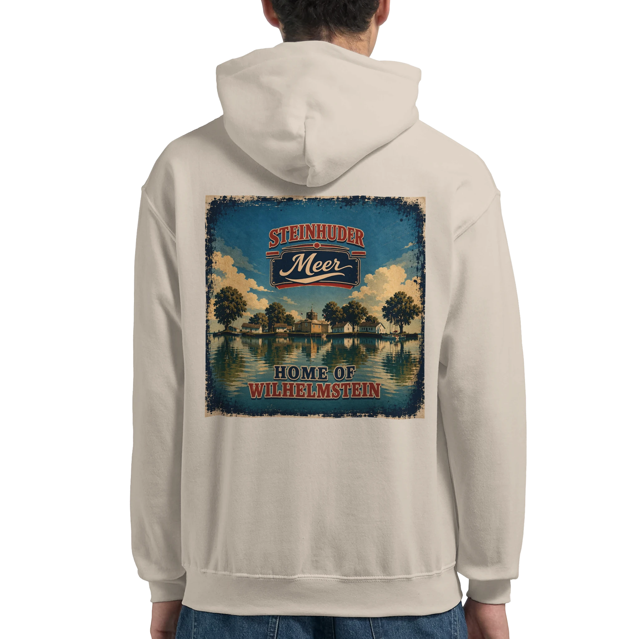 Hoodie in Weiß mit Motiv „Insel Wilhelmstein“