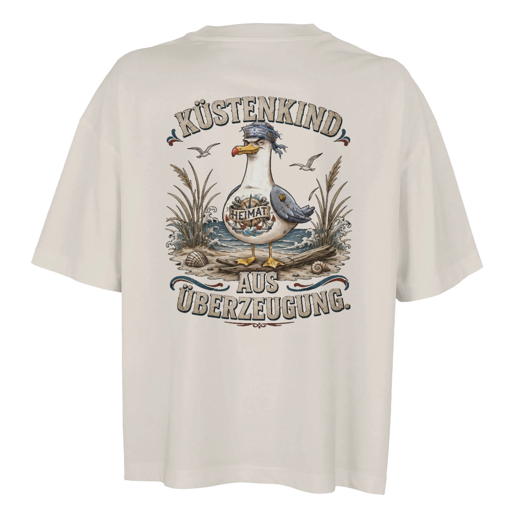 Damen-T-Shirt in Hellgelb mit Motiv „Küstenkind“