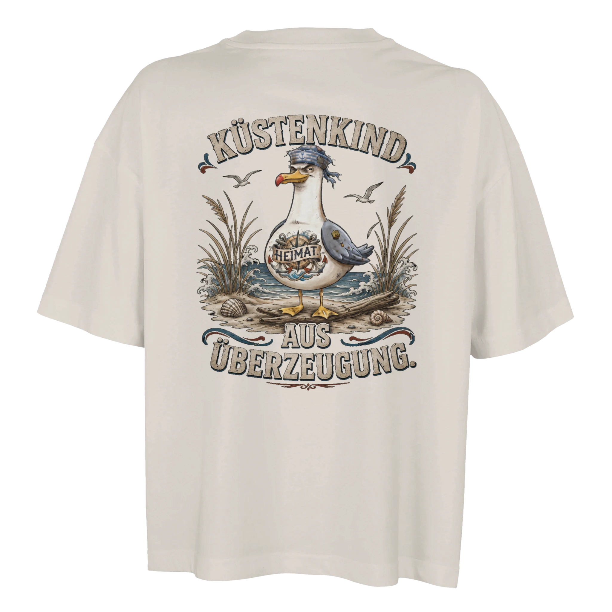 Damen-T-Shirt in Hellgelb mit Motiv „Küstenkind“