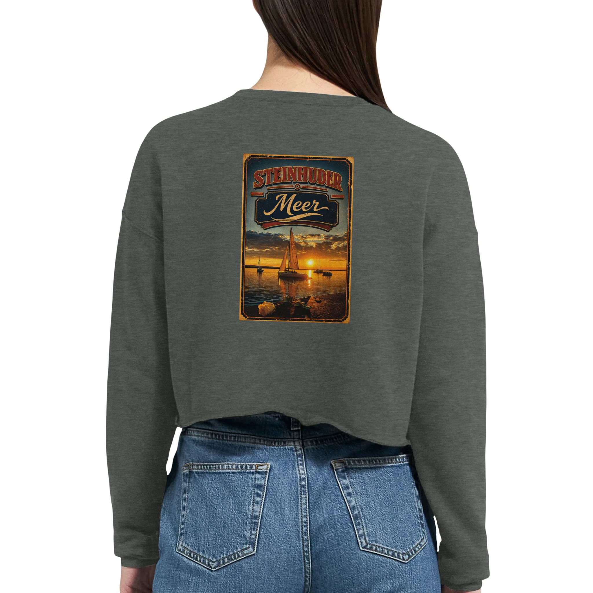 Damen-Pullover in Mauve mit Motiv „White Night am Wilhelmstein mit Sonnenuntergang“