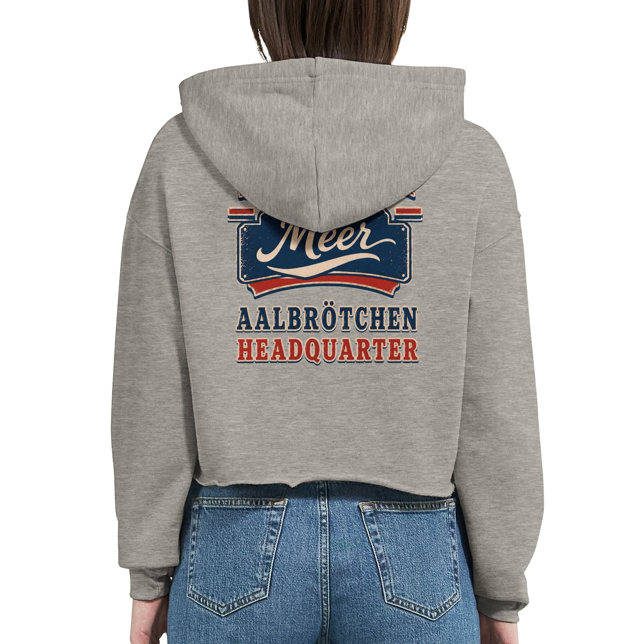 Damen-Hoodie in Weiß mit Motiv „Aalbrötchen“