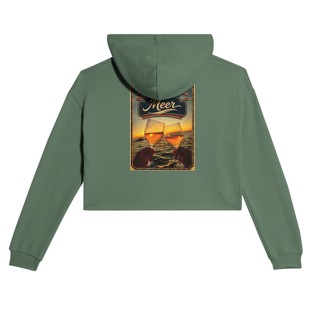 Damen-Hoodie in Pfirsich mit Motiv „Stößchen bei Sunset“