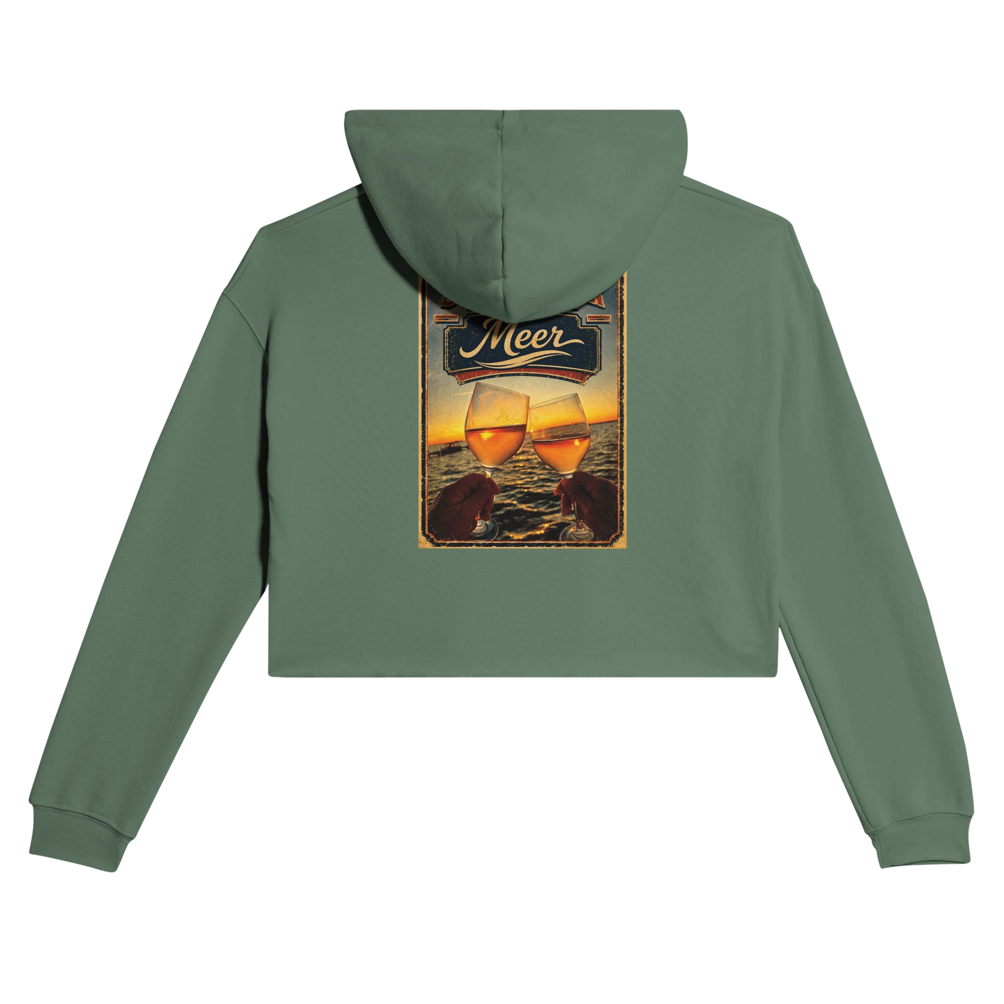 Damen-Hoodie in Pfirsich mit Motiv „Stößchen bei Sunset“