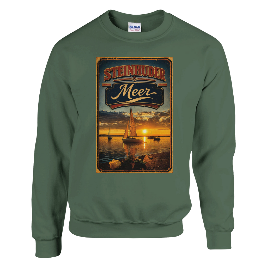 Pullover in Aschgrau mit Motiv „White Night am Wilhelmstein mit Sunset“