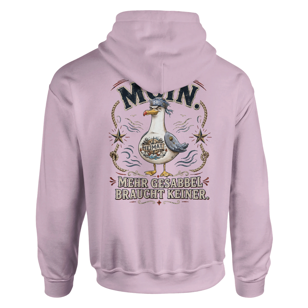 Hoodie in Hellrosa mit Motiv „Mehr Gesabbel braucht keiner“