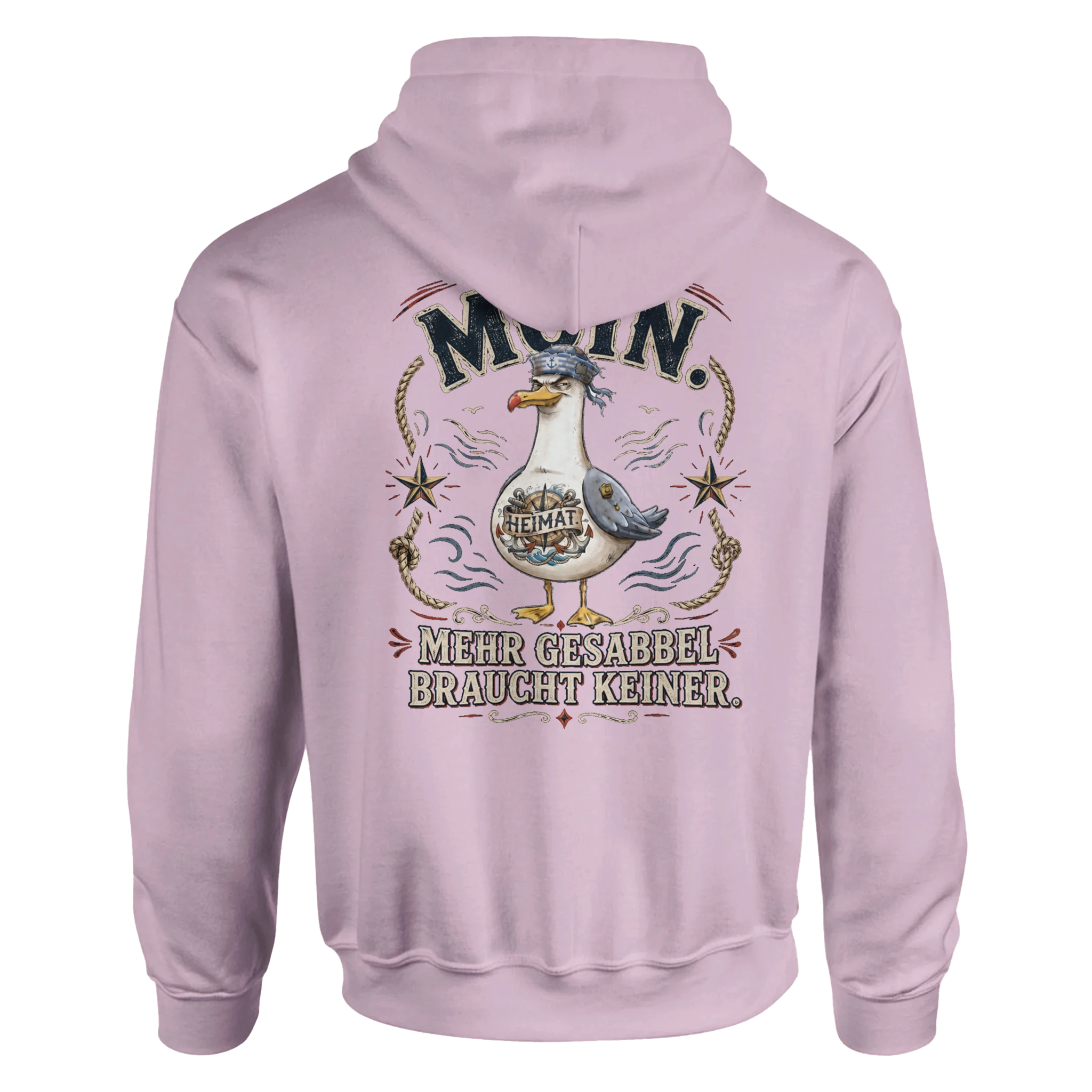 Hoodie in Hellrosa mit Motiv „Mehr Gesabbel braucht keiner“